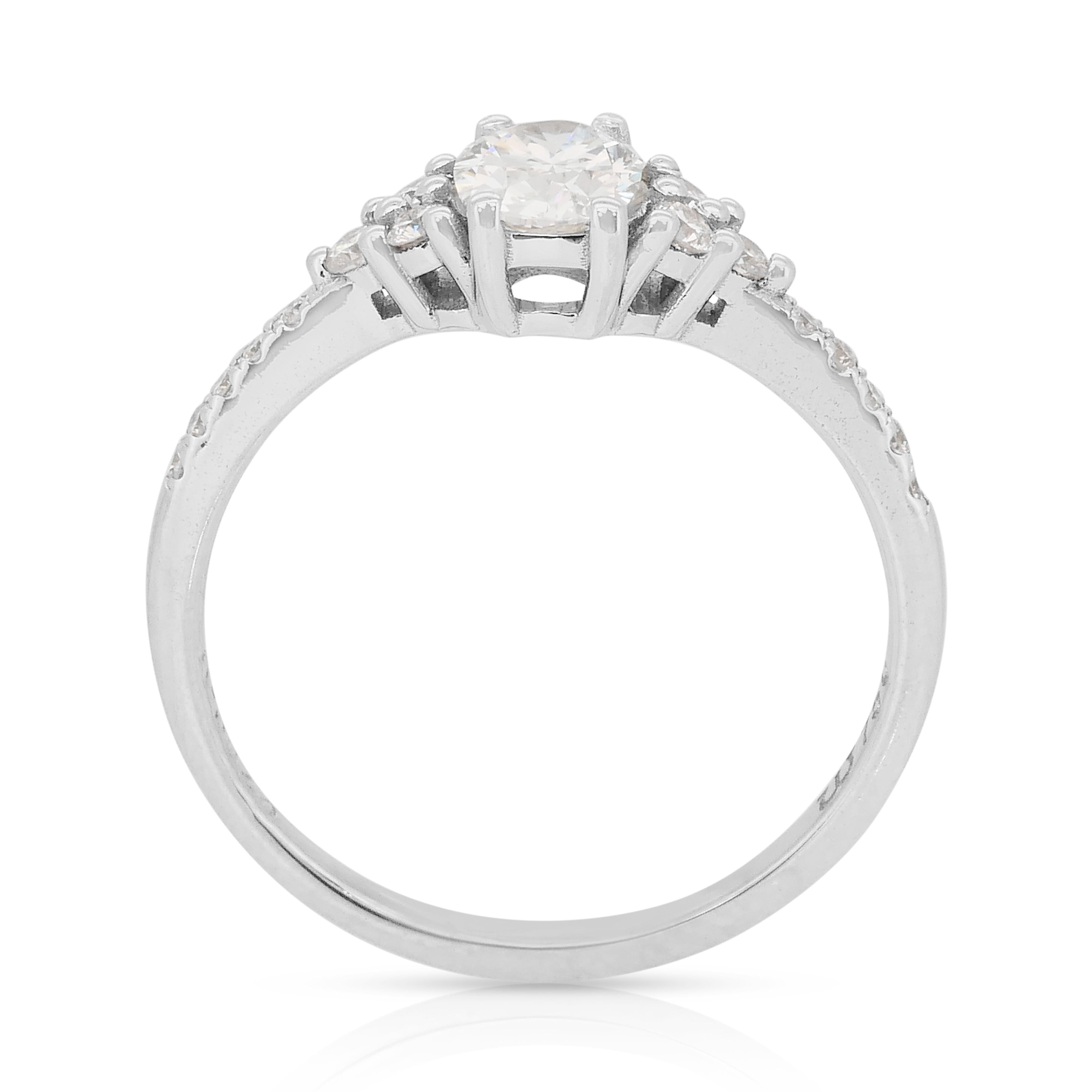 Whiting bague en or blanc 18k avec 0.83ct de diamants - certifié IGI en vente 4