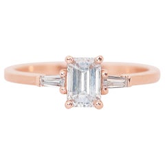 Stunning 0.93ct Double Excellent Ideal Cut Diamond 3-Stone Ring in 18k Rose Gold