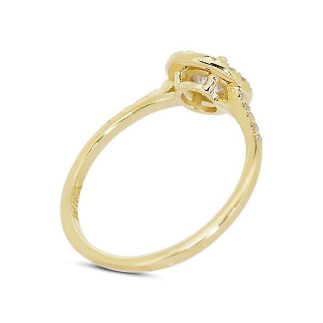 Stunning 0.95ct Triple Excellent Ideal Cut Diamonds Halo Ring in 18k Yellow Gold 1