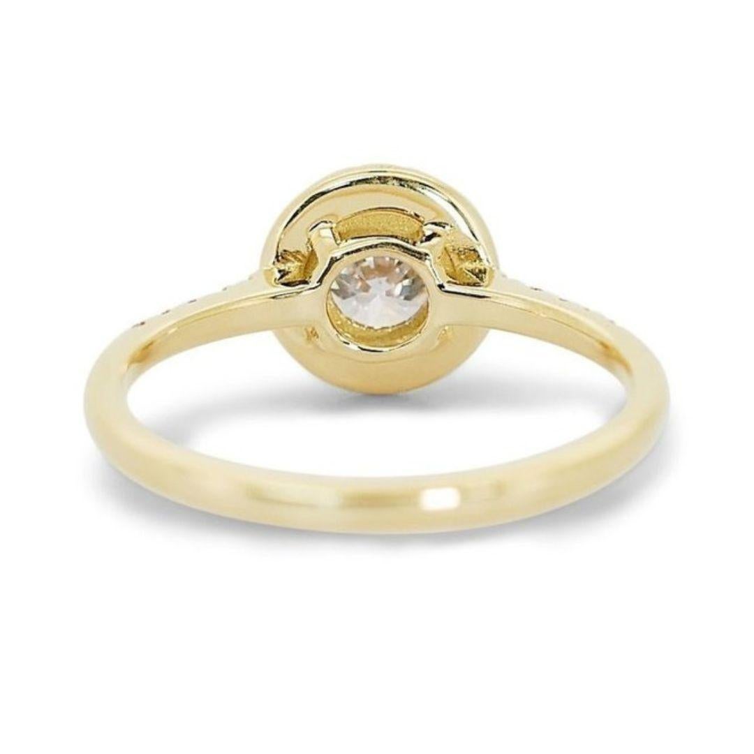 Stunning 0.95ct Triple Excellent Ideal Cut Diamonds Halo Ring in 18k Yellow Gold 3