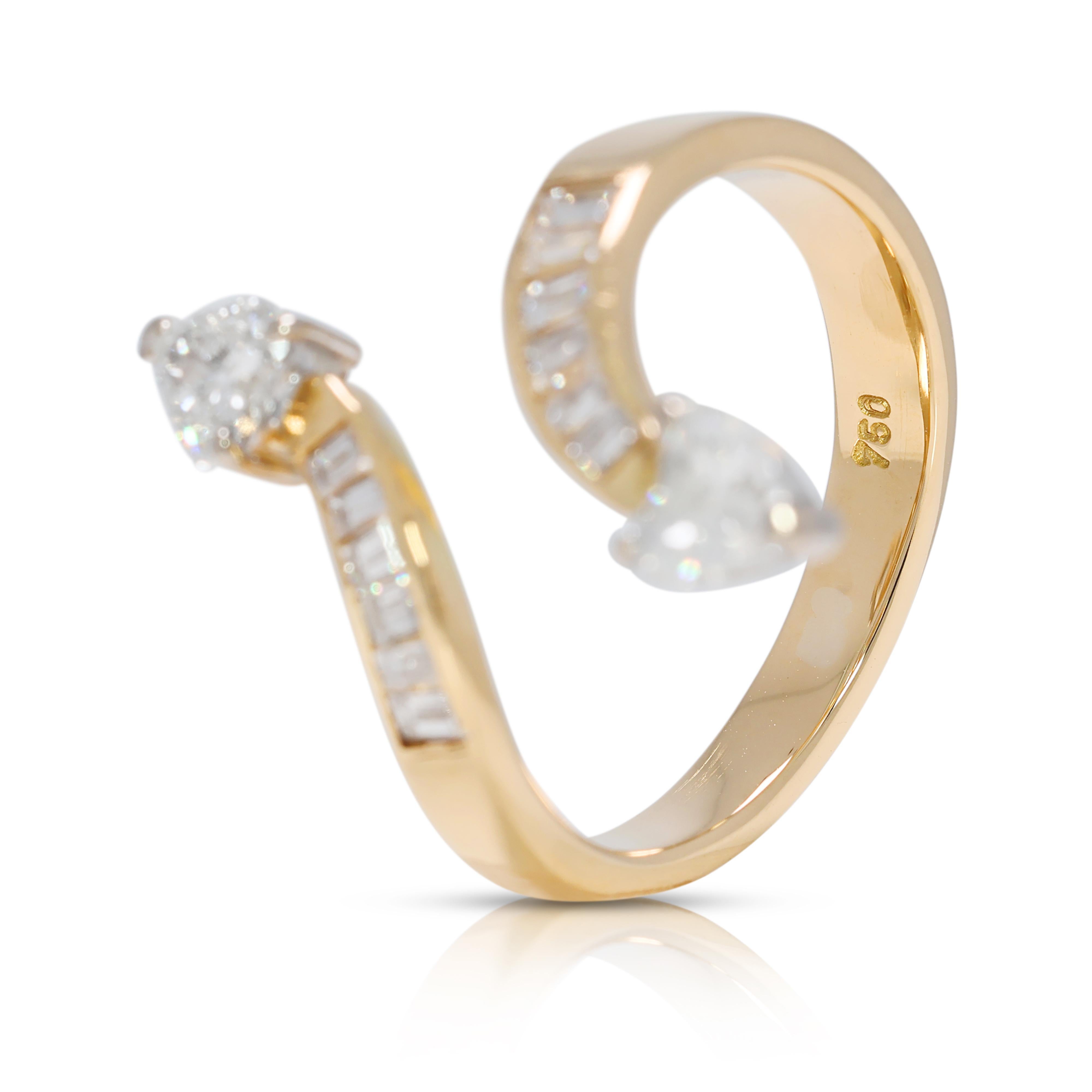 Atemberaubender Wickelring mit 0,9 Karat Naturdiamanten aus 18K Gelbgold Damen im Angebot