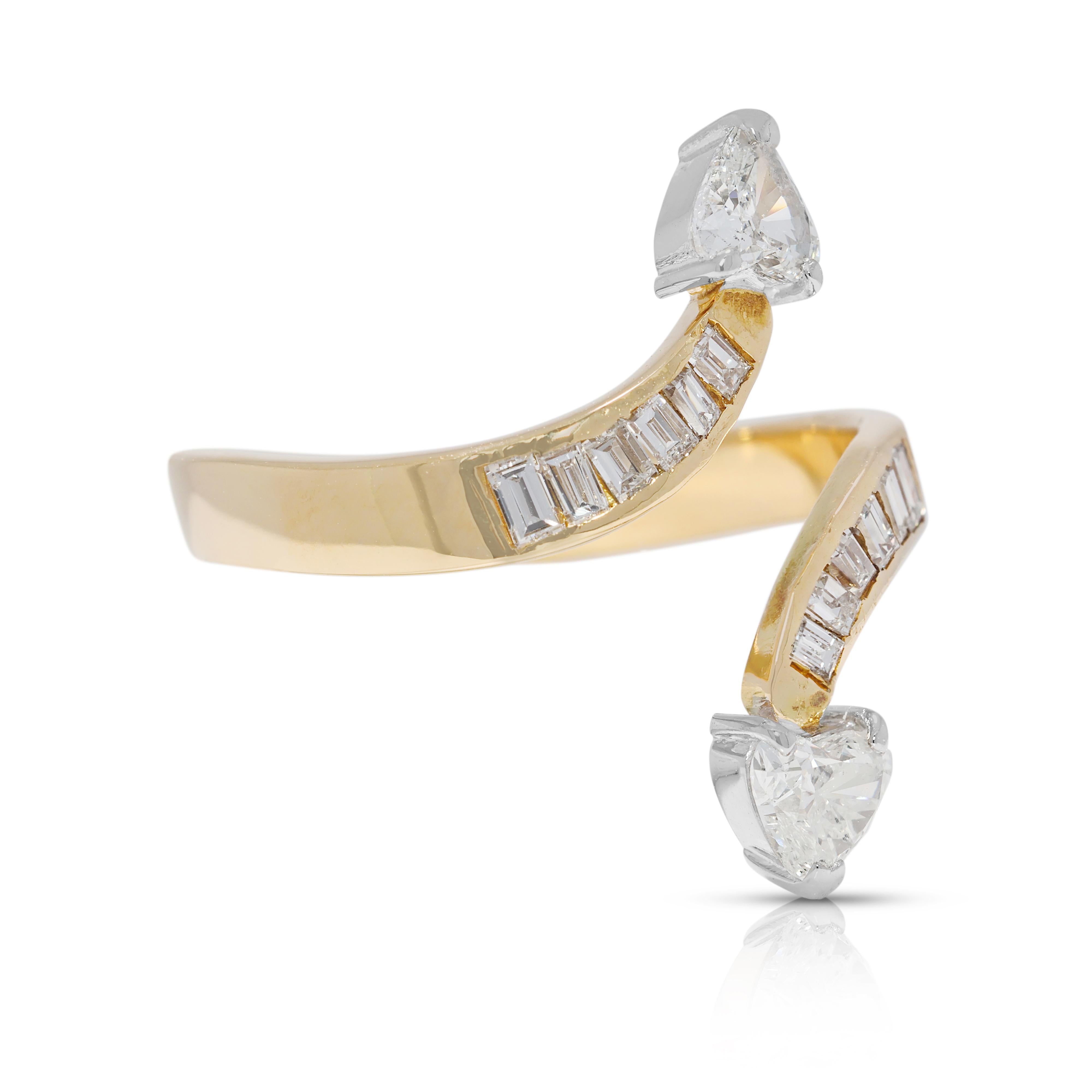 Atemberaubender Wickelring mit 0,9 Karat Naturdiamanten aus 18K Gelbgold im Angebot 1
