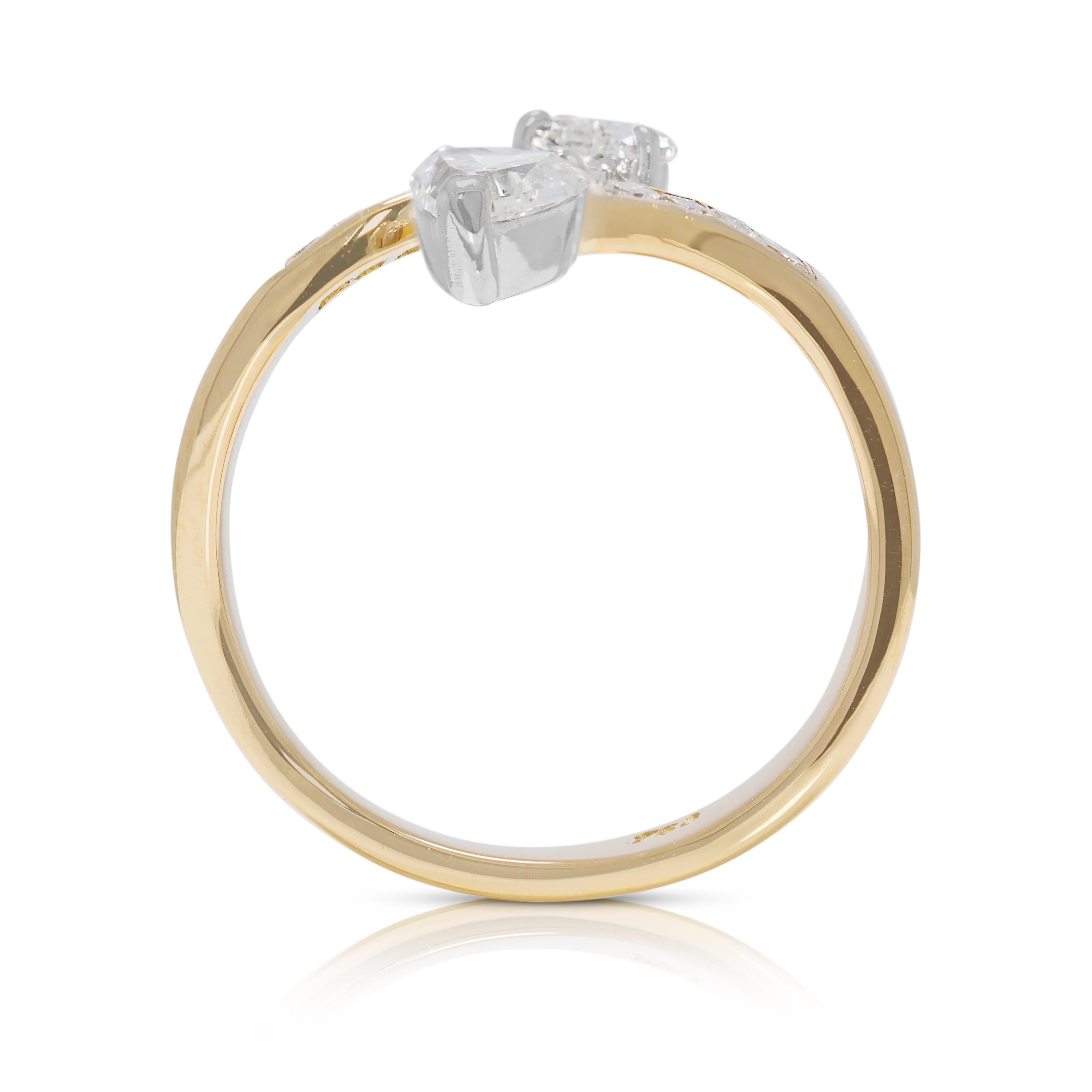 Atemberaubender Wickelring mit 0,9 Karat Naturdiamanten aus 18K Gelbgold im Angebot 2