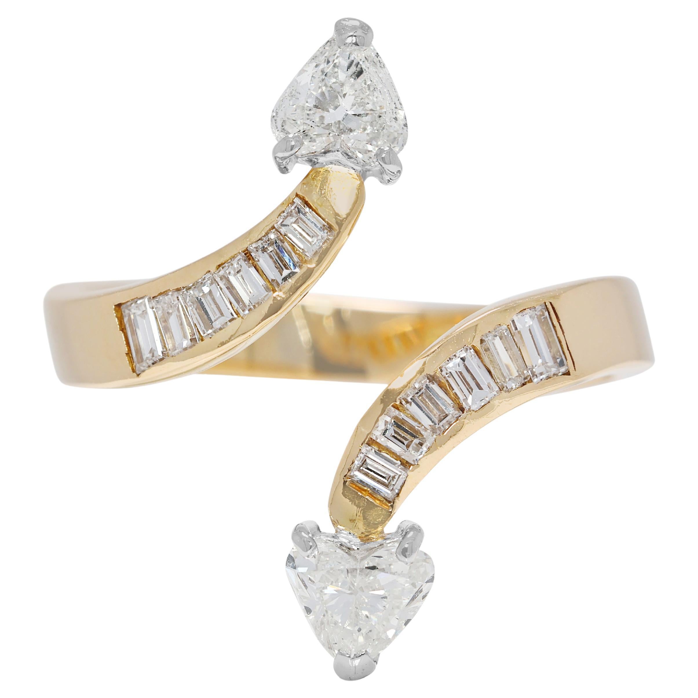 Atemberaubender Wickelring mit 0,9 Karat Naturdiamanten aus 18K Gelbgold im Angebot