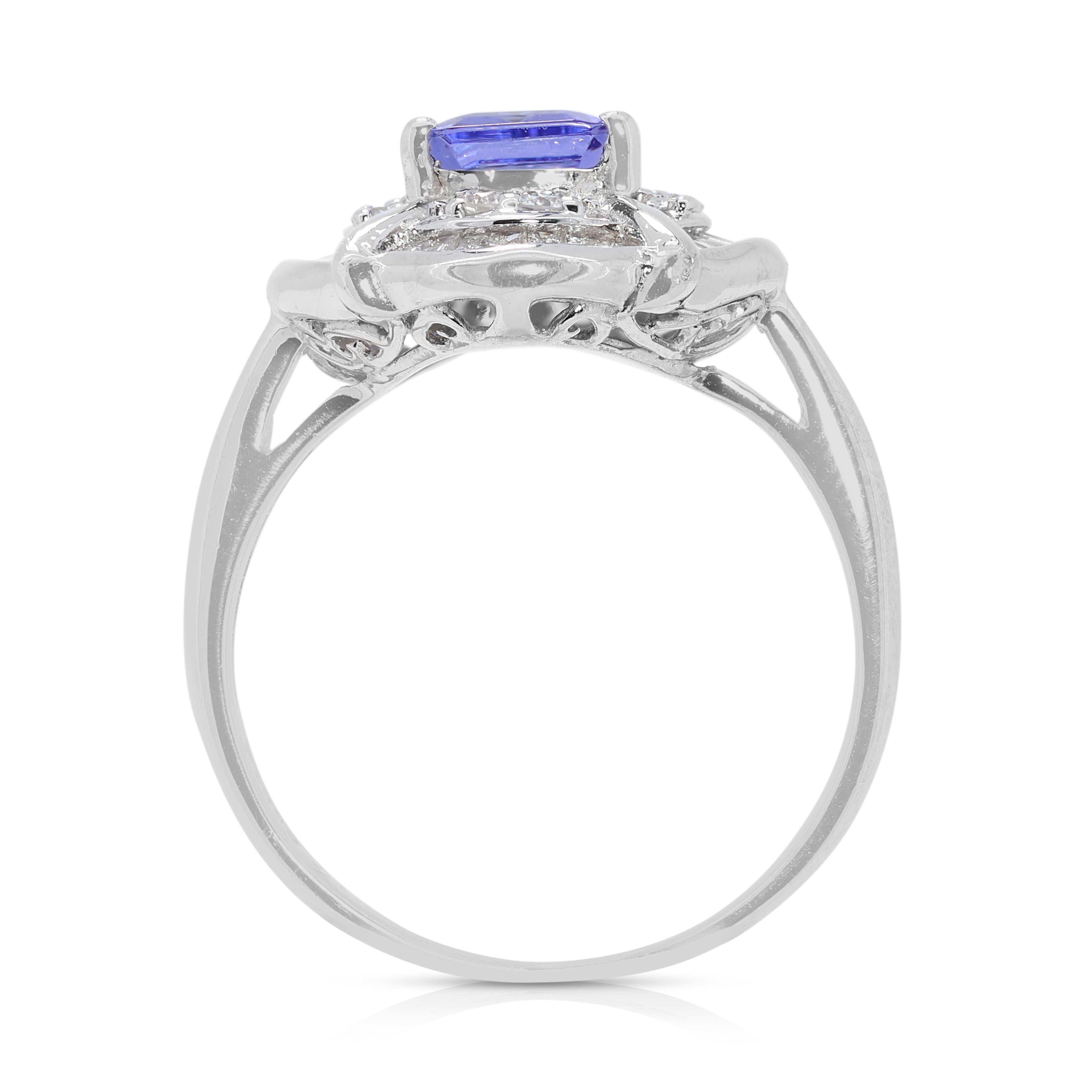 Stunning 1 Carat Tanzanite Ring with Natural Diamonds in Platinum with NGL Cert 2