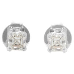 Sorprendentes pendientes de oro blanco de 18 quilates con diamantes naturales de 1,00 quilates