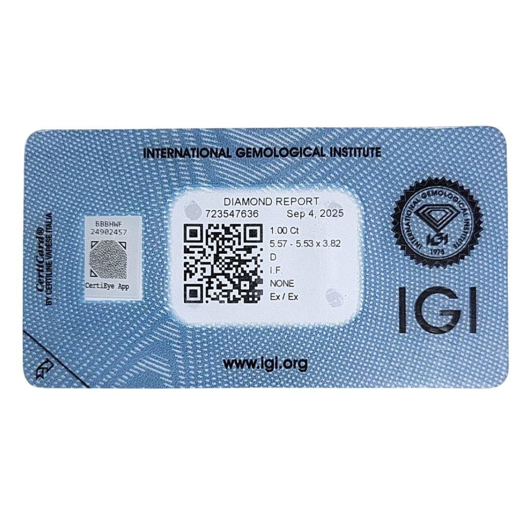 Stupendo diamante a forma di cuscino da 1,00ct - certificato IGI in vendita 3