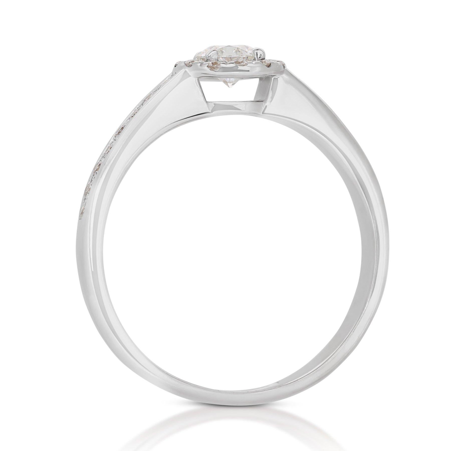 Stunning 1.00ct Triple Excellent Ideal Cut Diamond Halo Ring in 18k White Gold 1