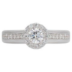 Stunning 1.00ct Triple Excellent Ideal Cut Diamond Halo Ring in 18k White Gold 
