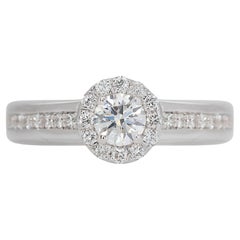 Stunning 1.00ct Triple Excellent Ideal Cut Diamond Halo Ring in 18k White Gold