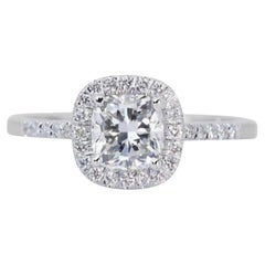 Stunning 1.01ct Cushion Shape Diamond Ring in 18K White Gold