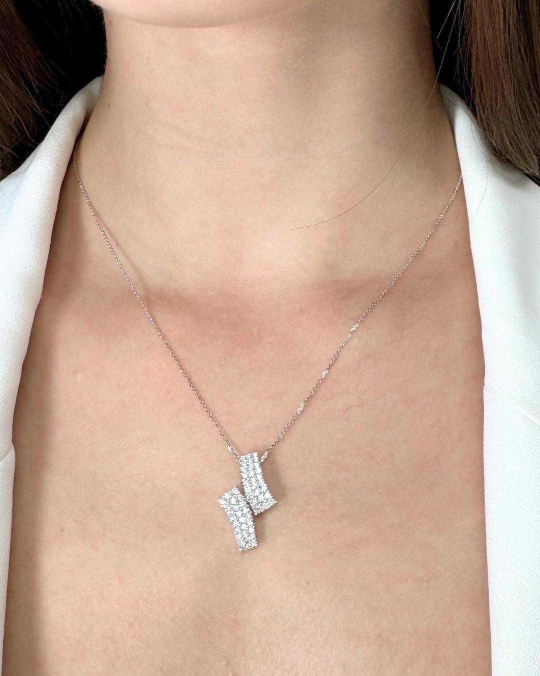 Splendida collana di diamanti da 1,03 carati in oro bianco 18 carati - certificato IGI in vendita 5