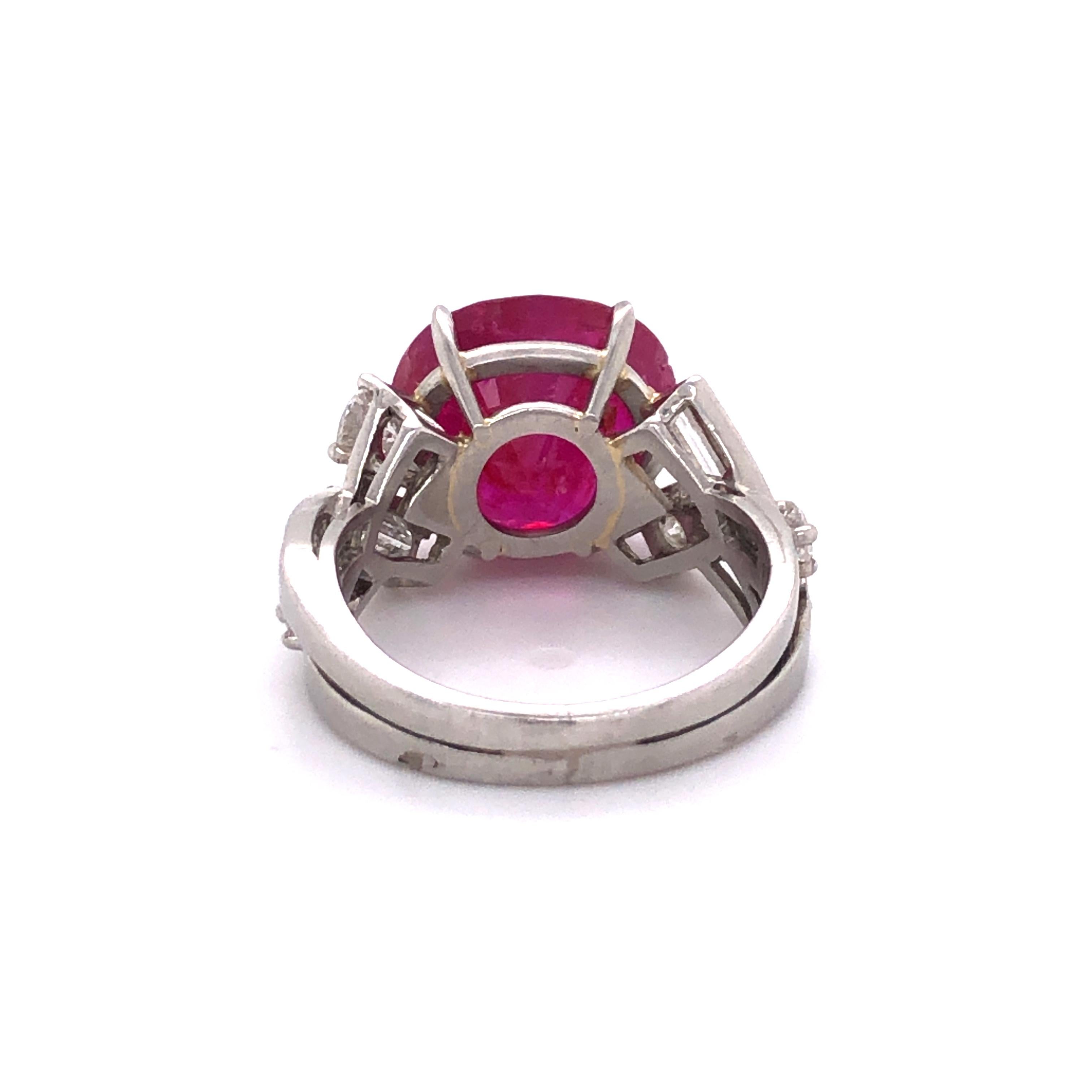 Stunning 10.40 Carat Burma Ruby and Diamond Ring in Platinum 950 1
