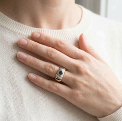 Stunning 1.04ct Natural Diamond and Sapphire Two-Toned Statement Ring