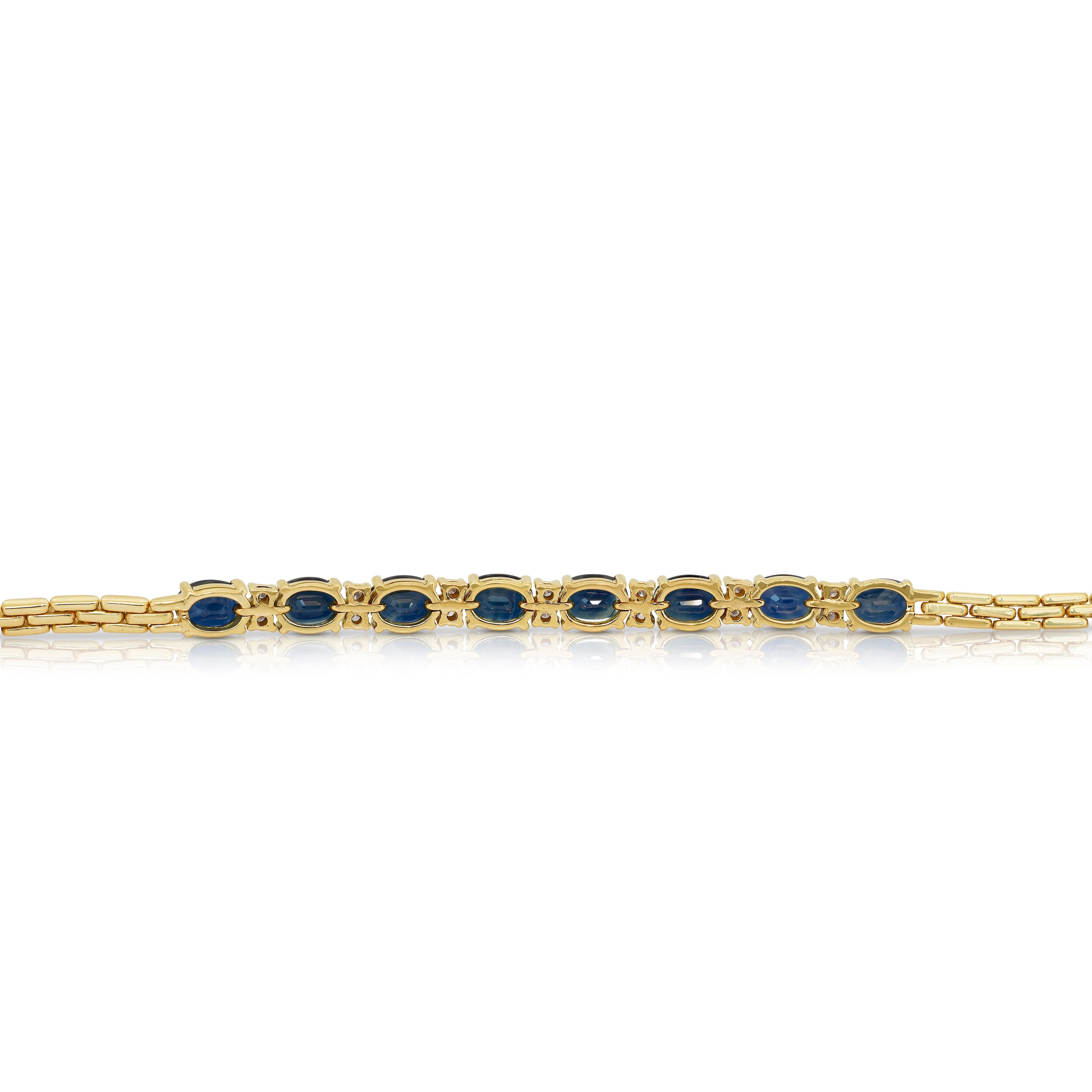 Bracelet en or jaune 14k de 10,90ct de saphirs et de diamants en vente 2