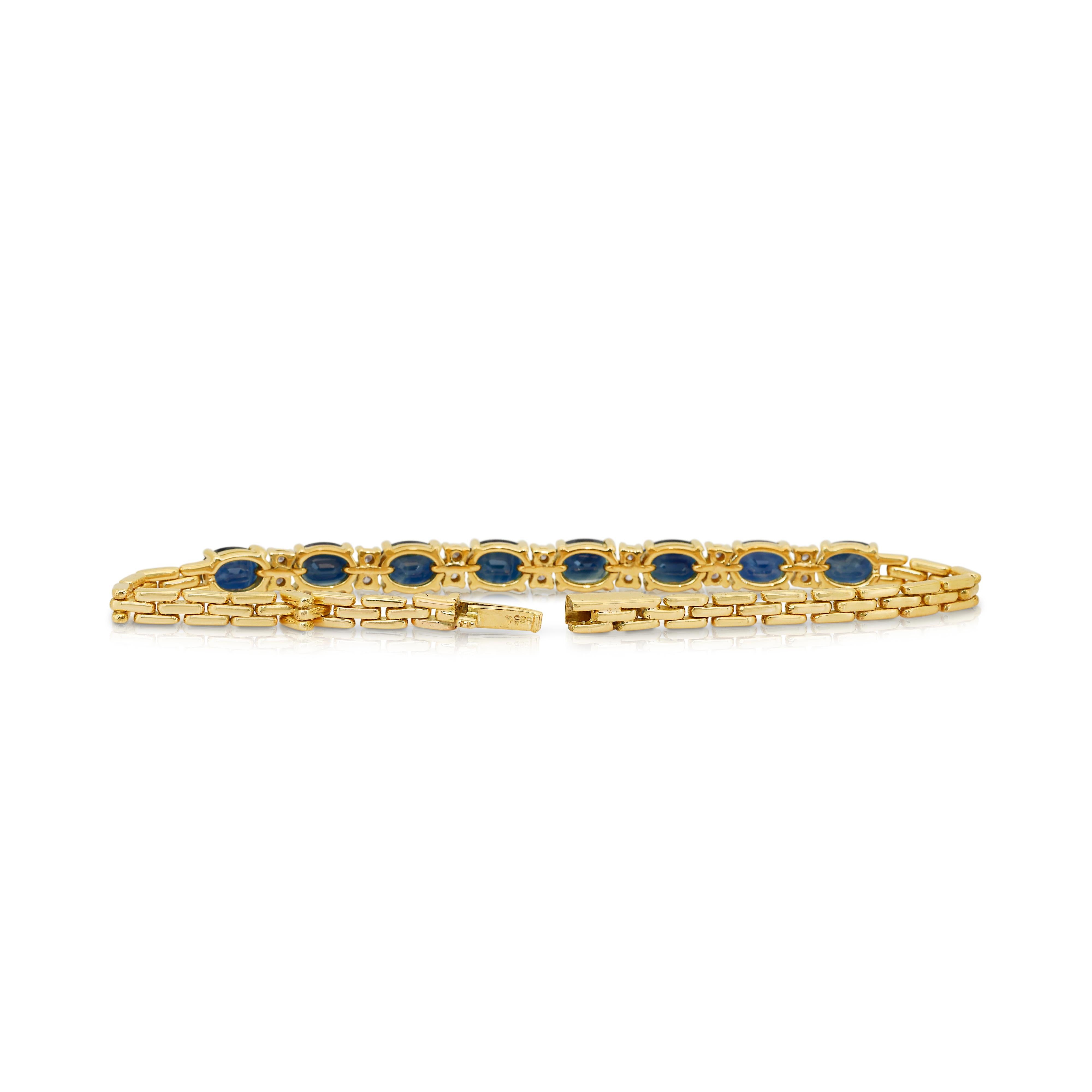 Bracelet en or jaune 14k de 10,90ct de saphirs et de diamants en vente 3