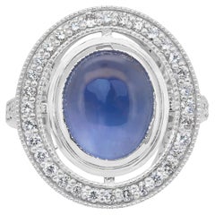 Atemberaubender 10,92ct Star Sapphire und Diamanten Cocktail Ring in 18k Weißgold