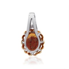 Stunning 10K-925 Two-Tone Gold Oval-Cut Brazilian Citrine Pendant with Diamond