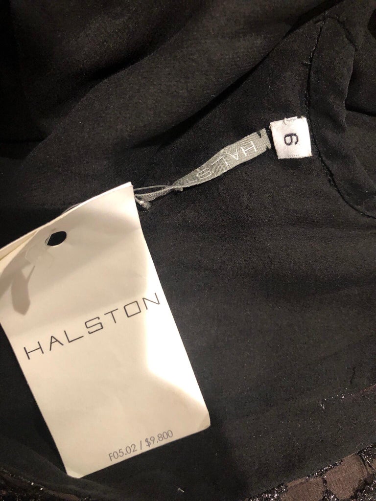 Stunning $10k Vintage Halston Black 3/4 Sleeves Silk Lace Crochet Sz 4 ...