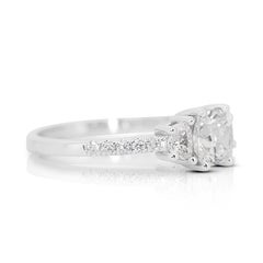 Stunning 1.10ct Diamonds 3-Stone Ring in 18k White Gold - GIA Certified