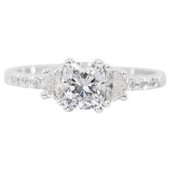 Atemberaubende 1,10ct Diamanten 3-Stein-Ring in 18k Weißgold - GIA zertifiziert
