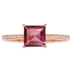 Stunning 1.14ct Tourmaline & Natural Diamond 18K Rose Gold Pave Ring