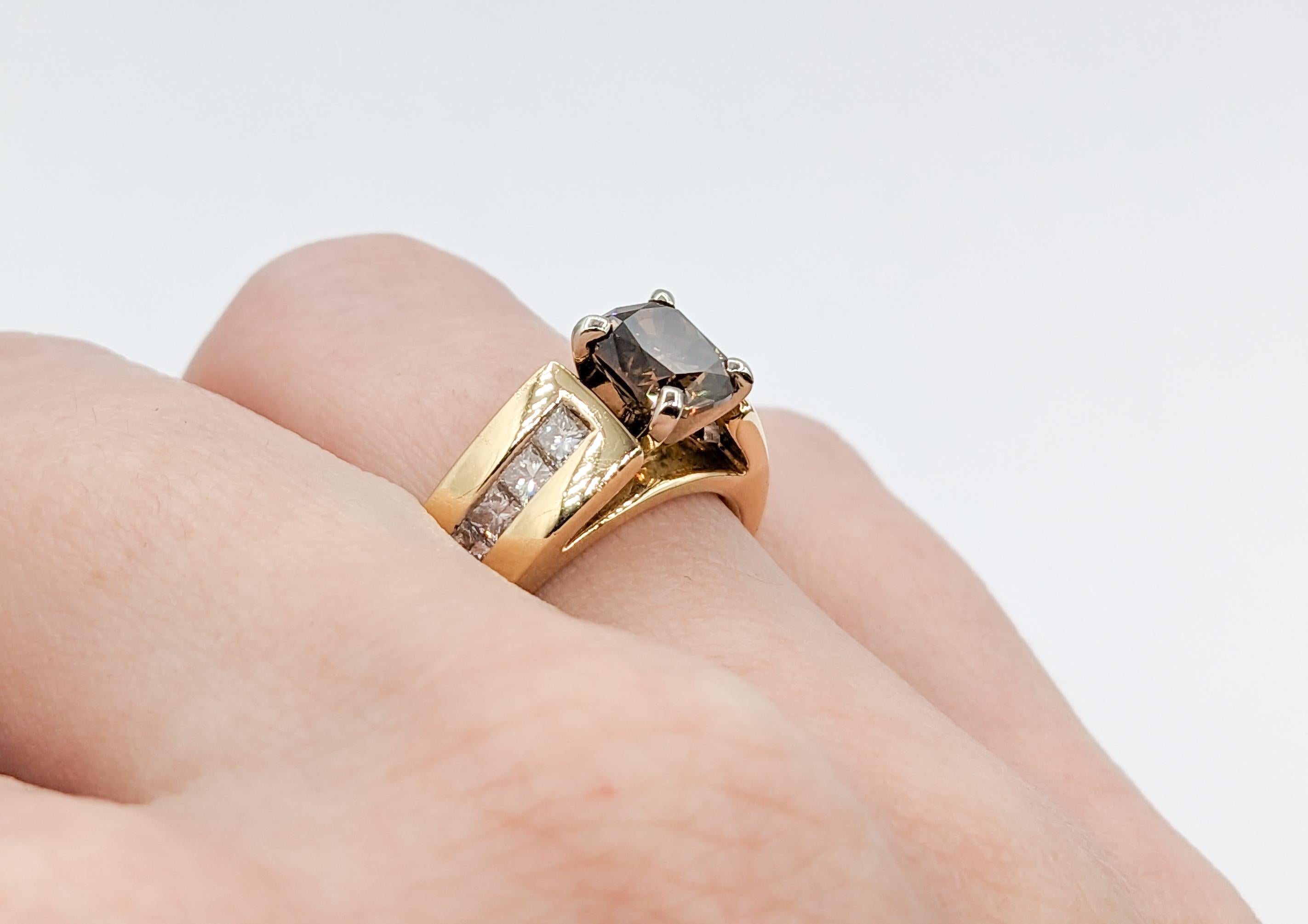 Contemporary Stunning 1.15ct Cushion Cut Brown Champagne Diamond Engagement Ring