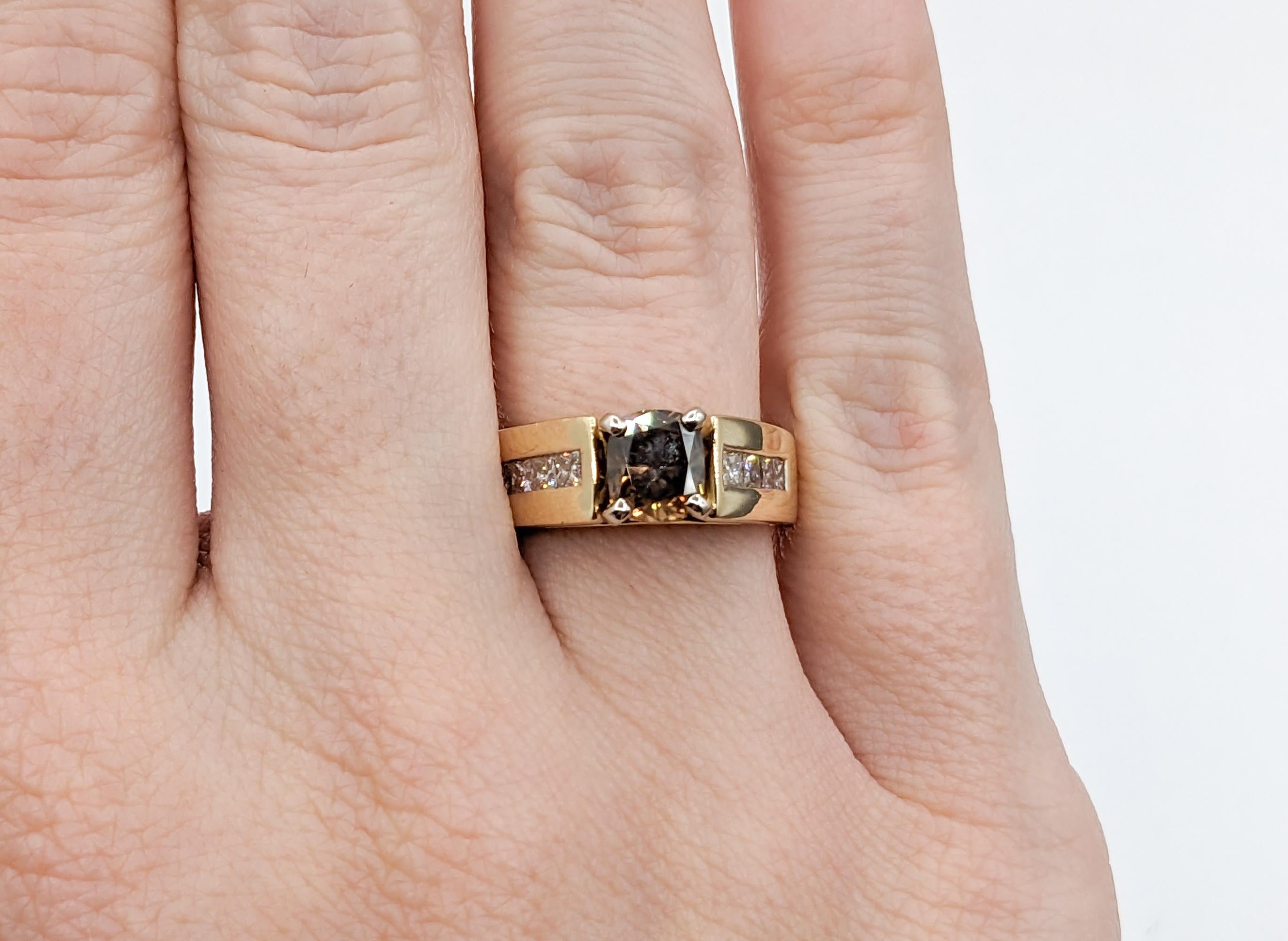 Stunning 1.15ct Cushion Cut Brown Champagne Diamond Engagement Ring In Excellent Condition In Bloomington, MN