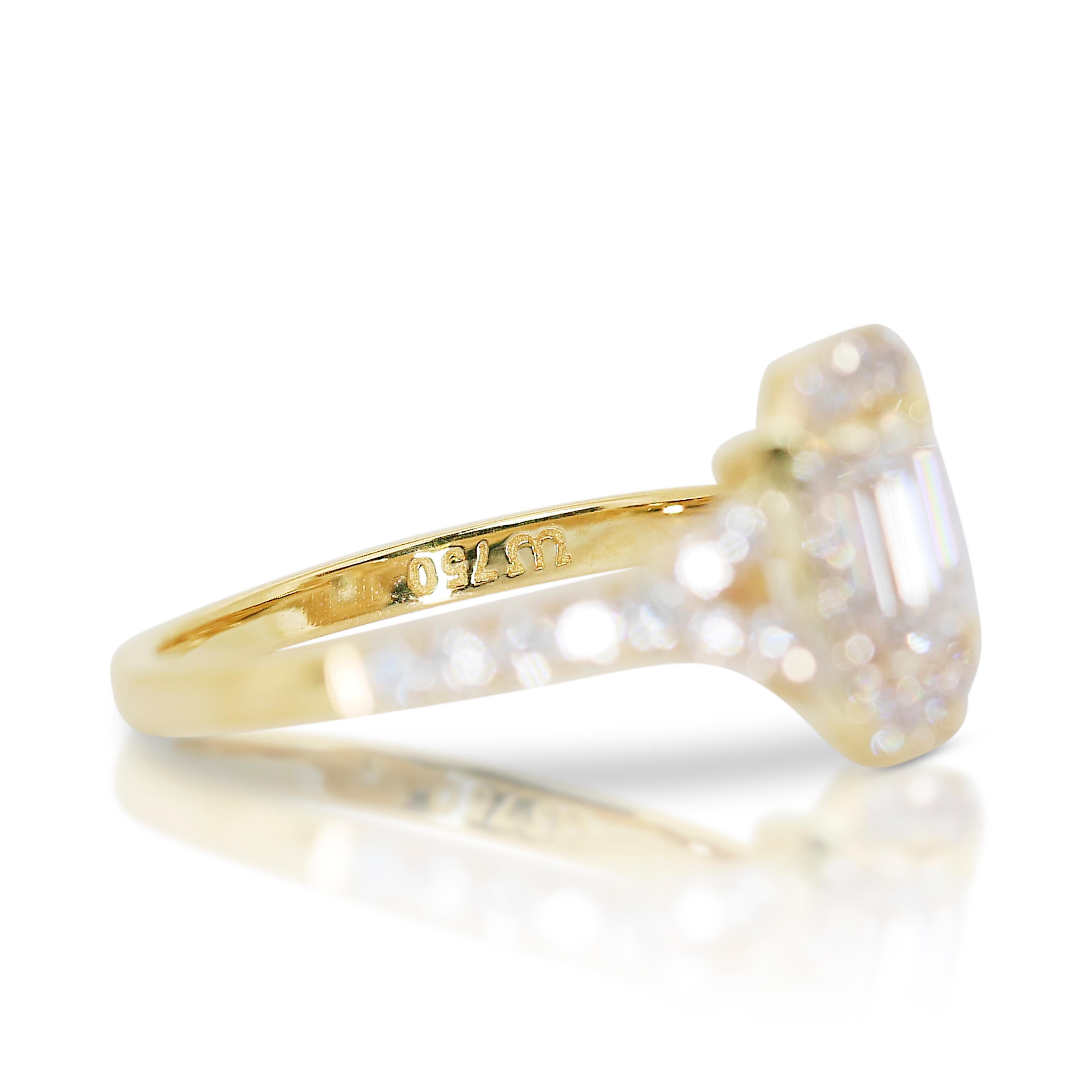 Stunning 1.15ct Diamonds Halo Ring in 18k Yellow Gold - GIA Certified 2