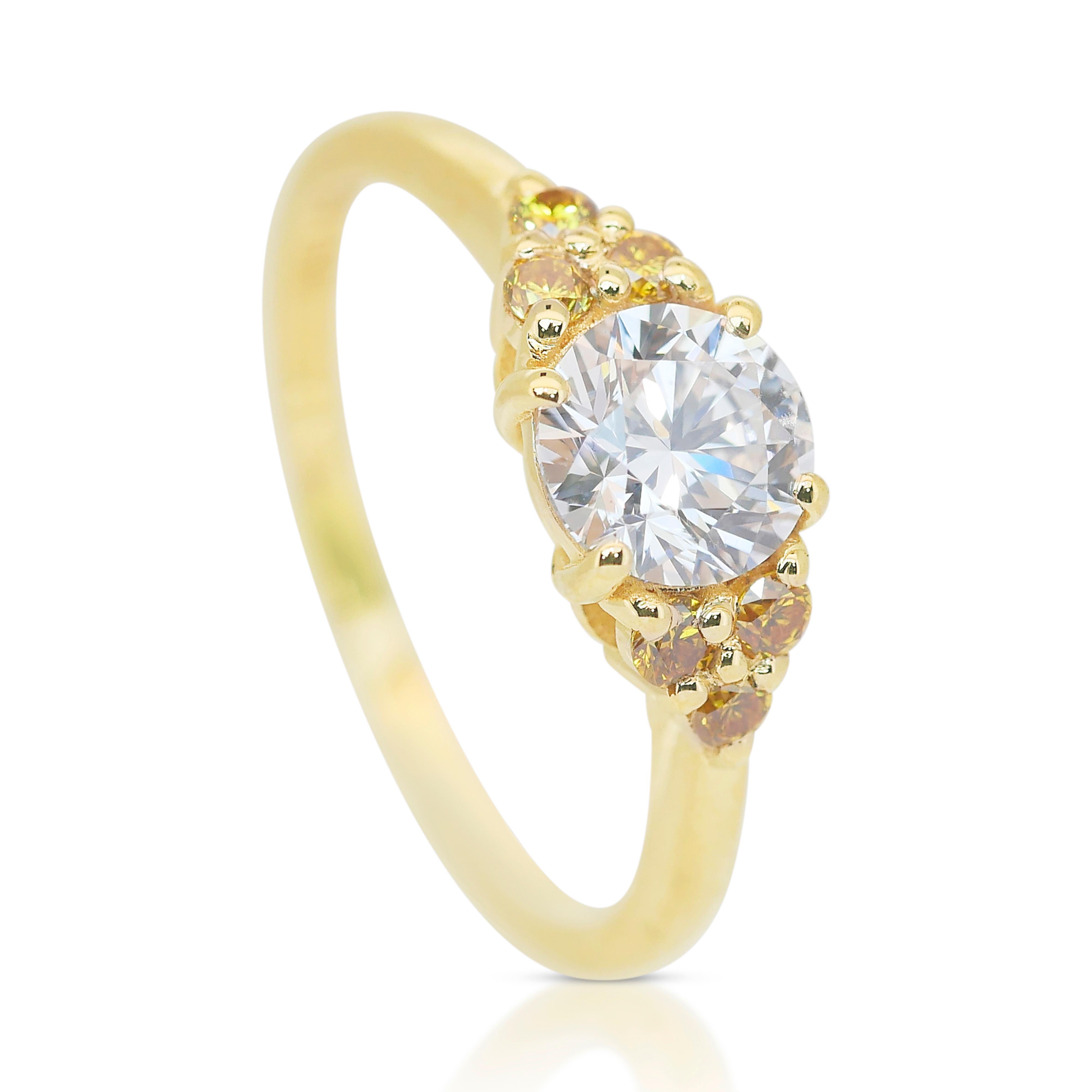 Stunning 1.15ct Triple Excellent Ideal Cut Diamonds 7-Stones Ring In New Condition In רמת גן, IL