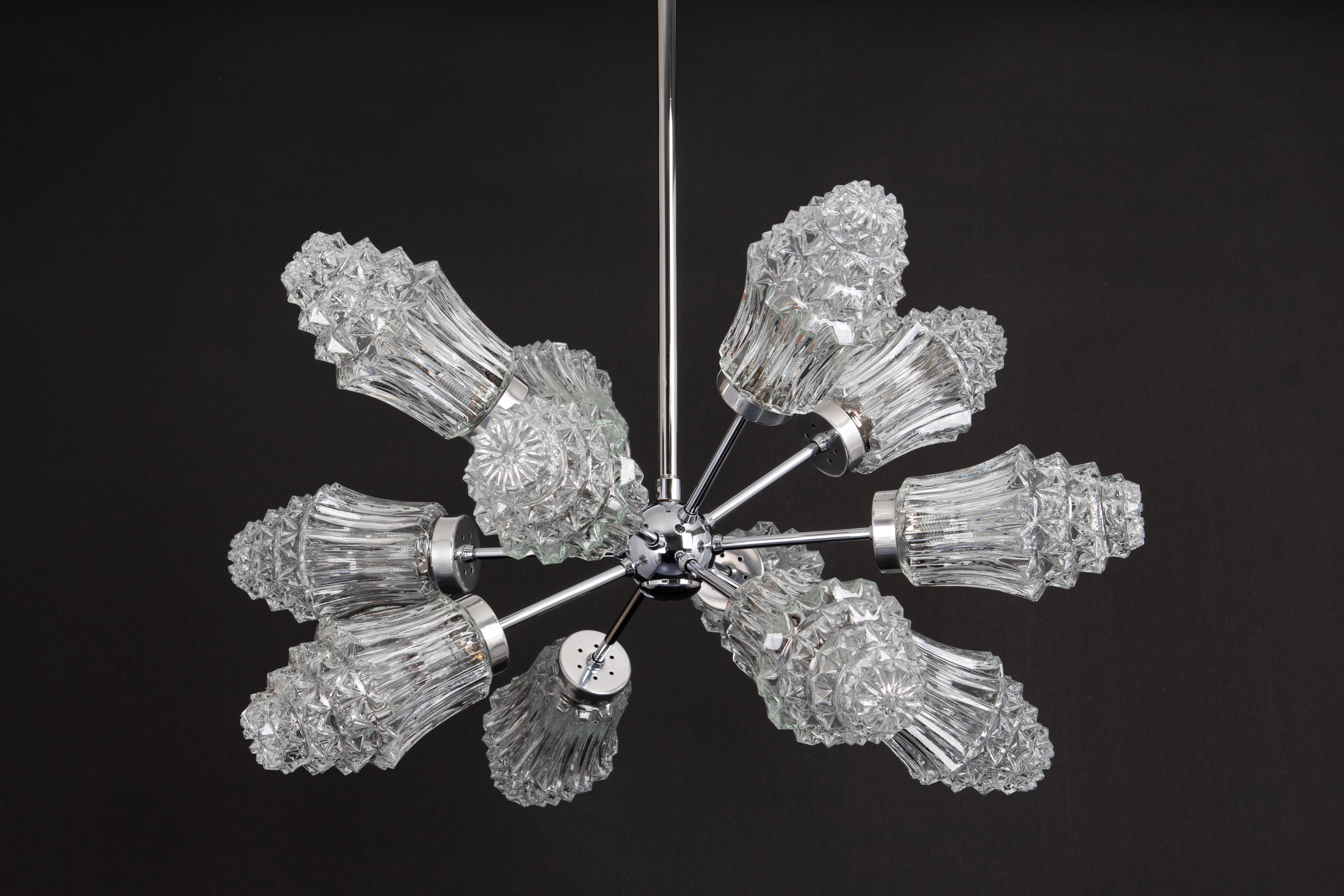 Stunning 12-Arm Sputnik Chandelier by Richard Essig, Germany, 1960s For Sale 4