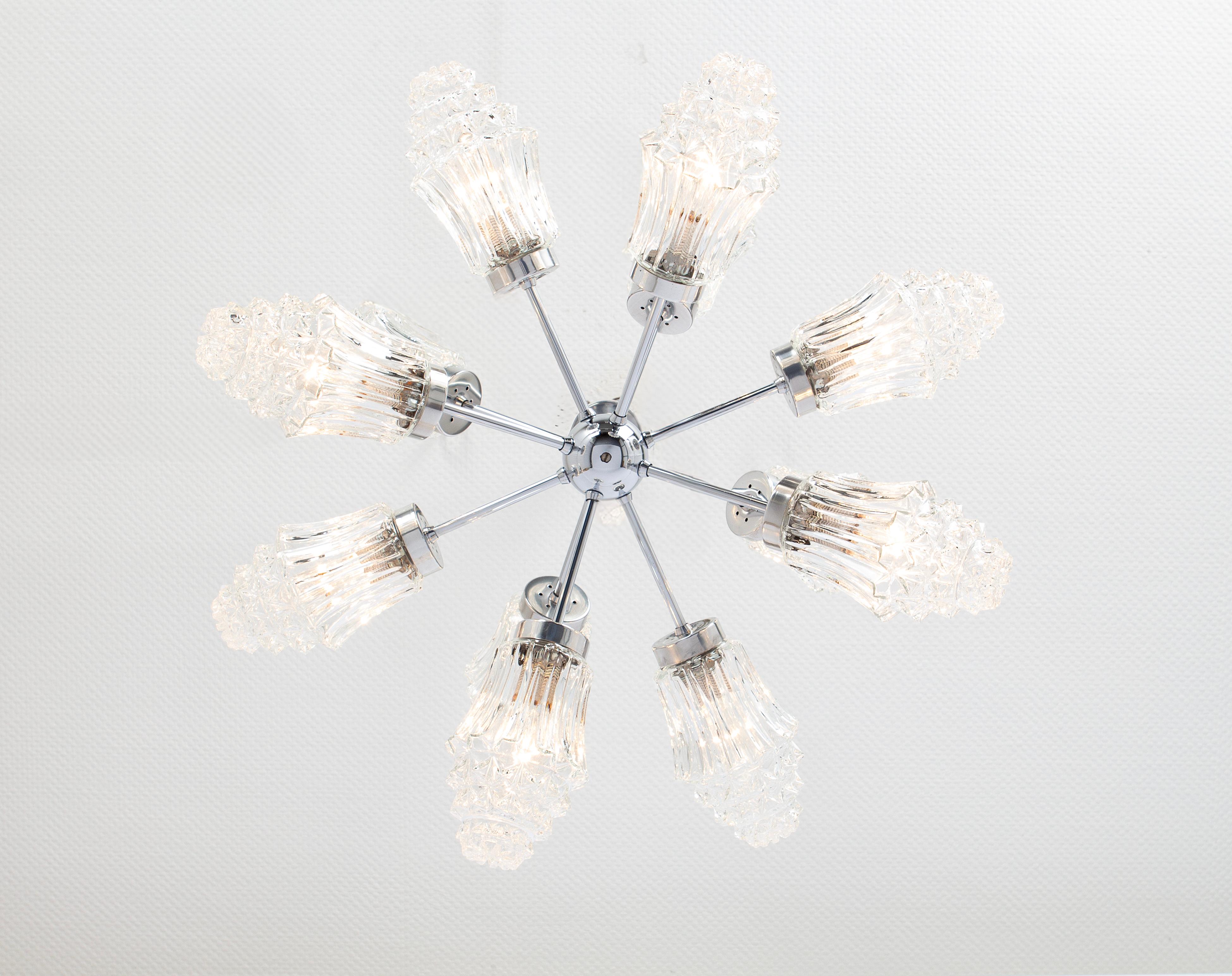 Mid-20th Century Stunning 12-Arm Sputnik Chandelier by Richard Essig, Germany, 1960s For Sale