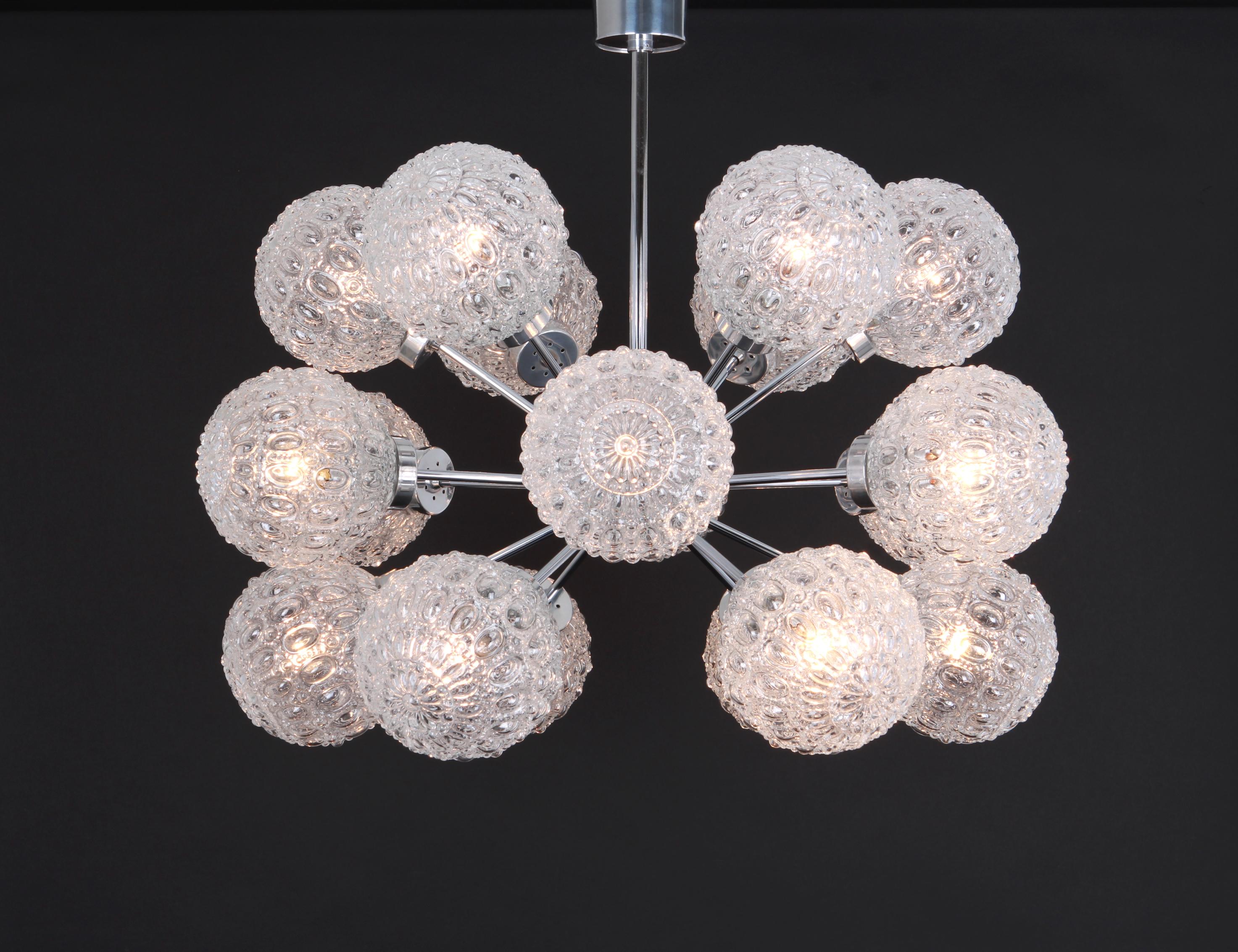 Art Glass Stunning 12-Arm Sputnik Chandelier by Richard Essig, Germany, 1960s