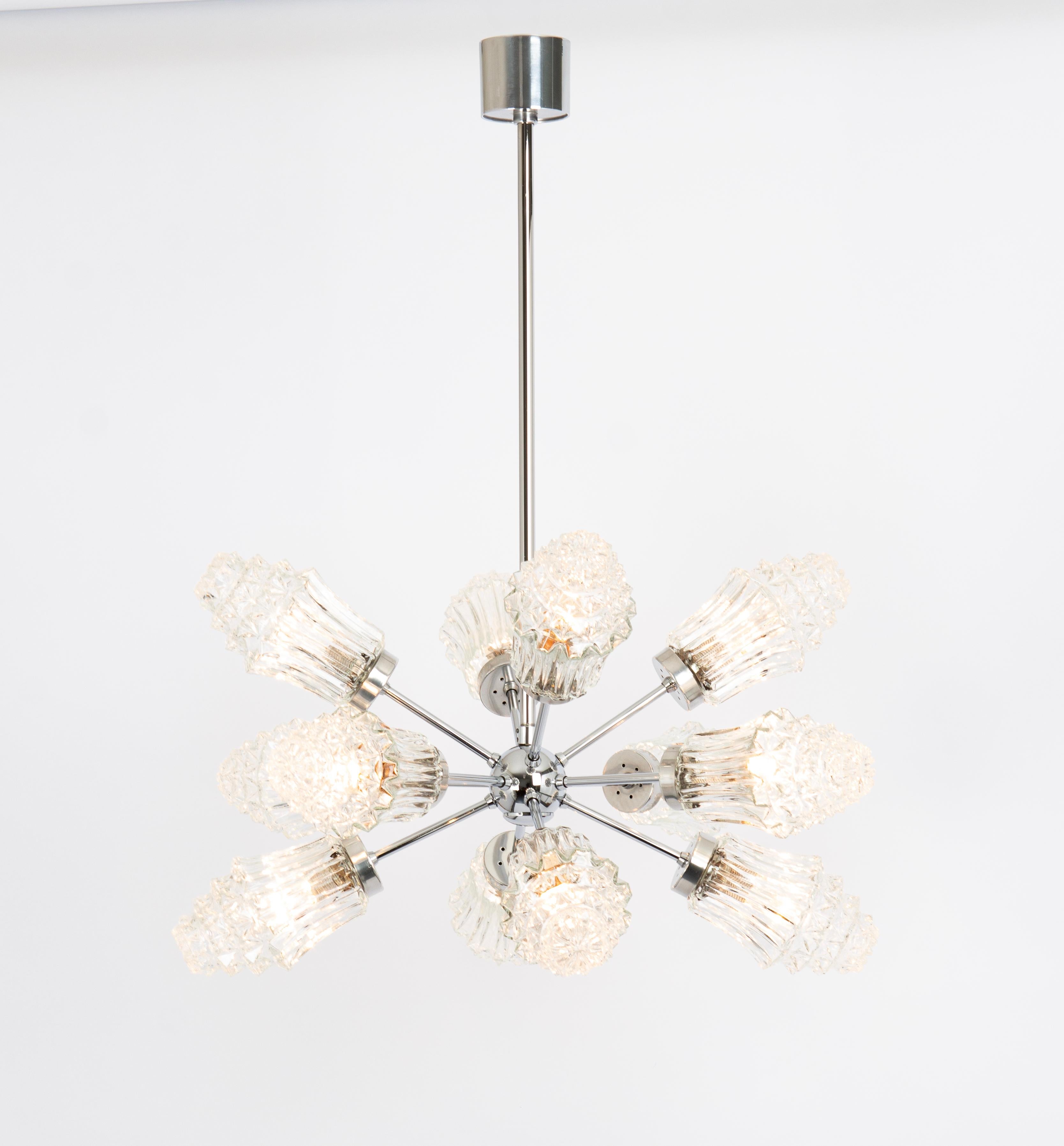 Art Glass Stunning 12-Arm Sputnik Chandelier by Richard Essig, Germany, 1960s For Sale