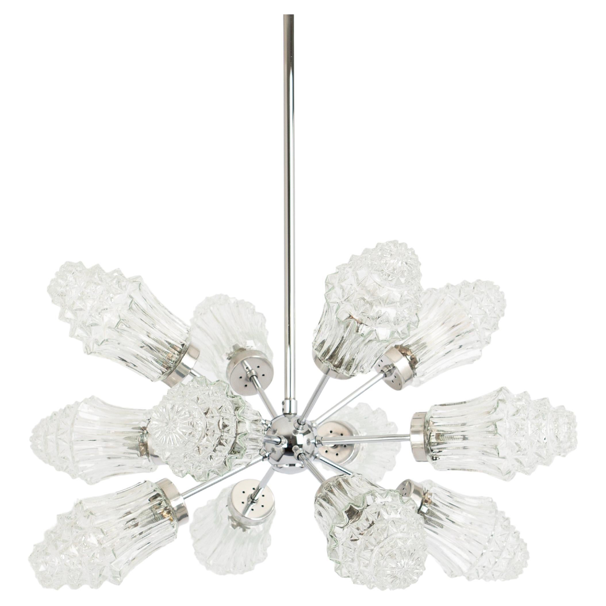 Stunning 12-Arm Sputnik Chandelier by Richard Essig, Germany, 1960s For Sale