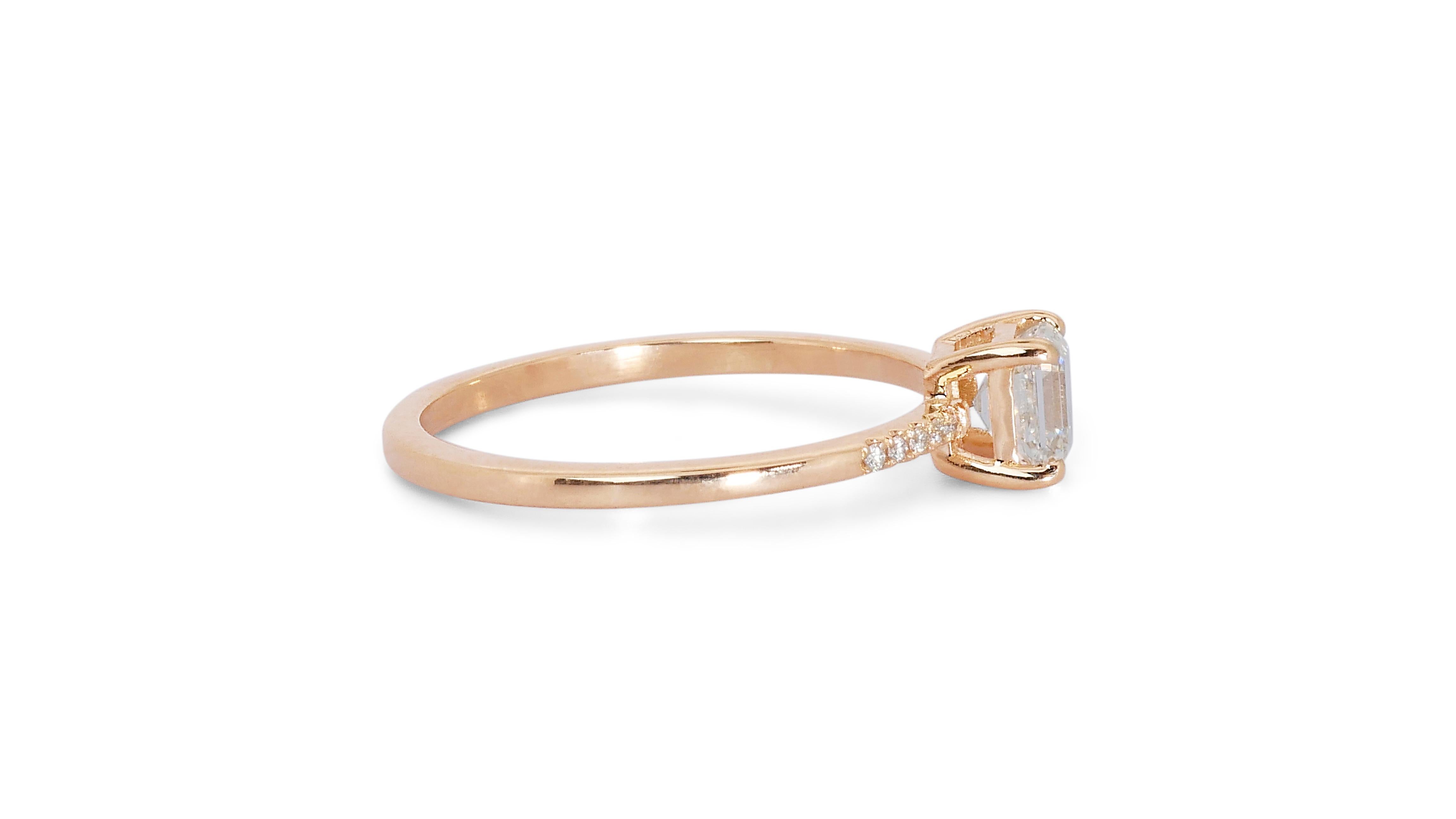 Stunning 1.20ct Diamonds Pave Ring in 18k Rose Gold - GIA Certified 1