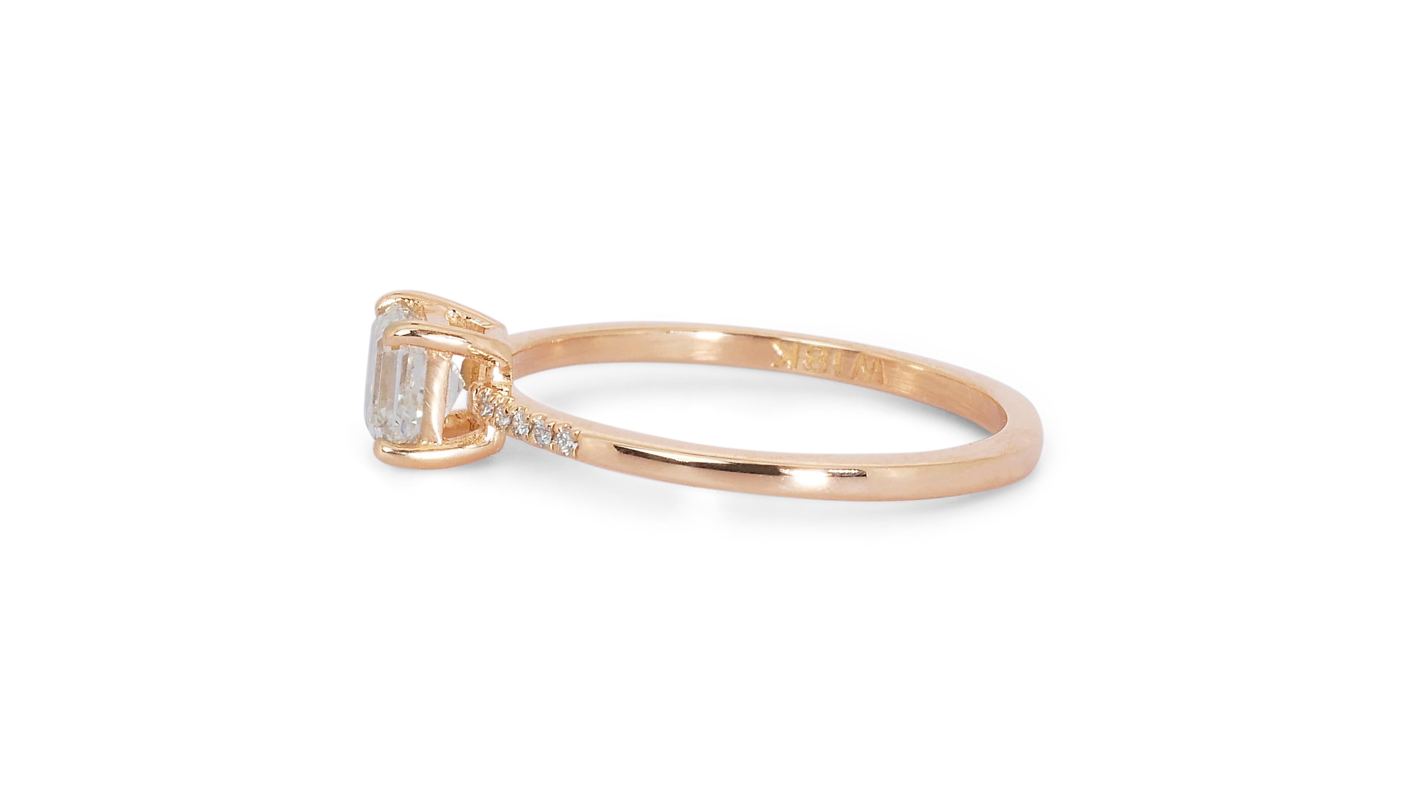 Stunning 1.20ct Diamonds Pave Ring in 18k Rose Gold - GIA Certified 2