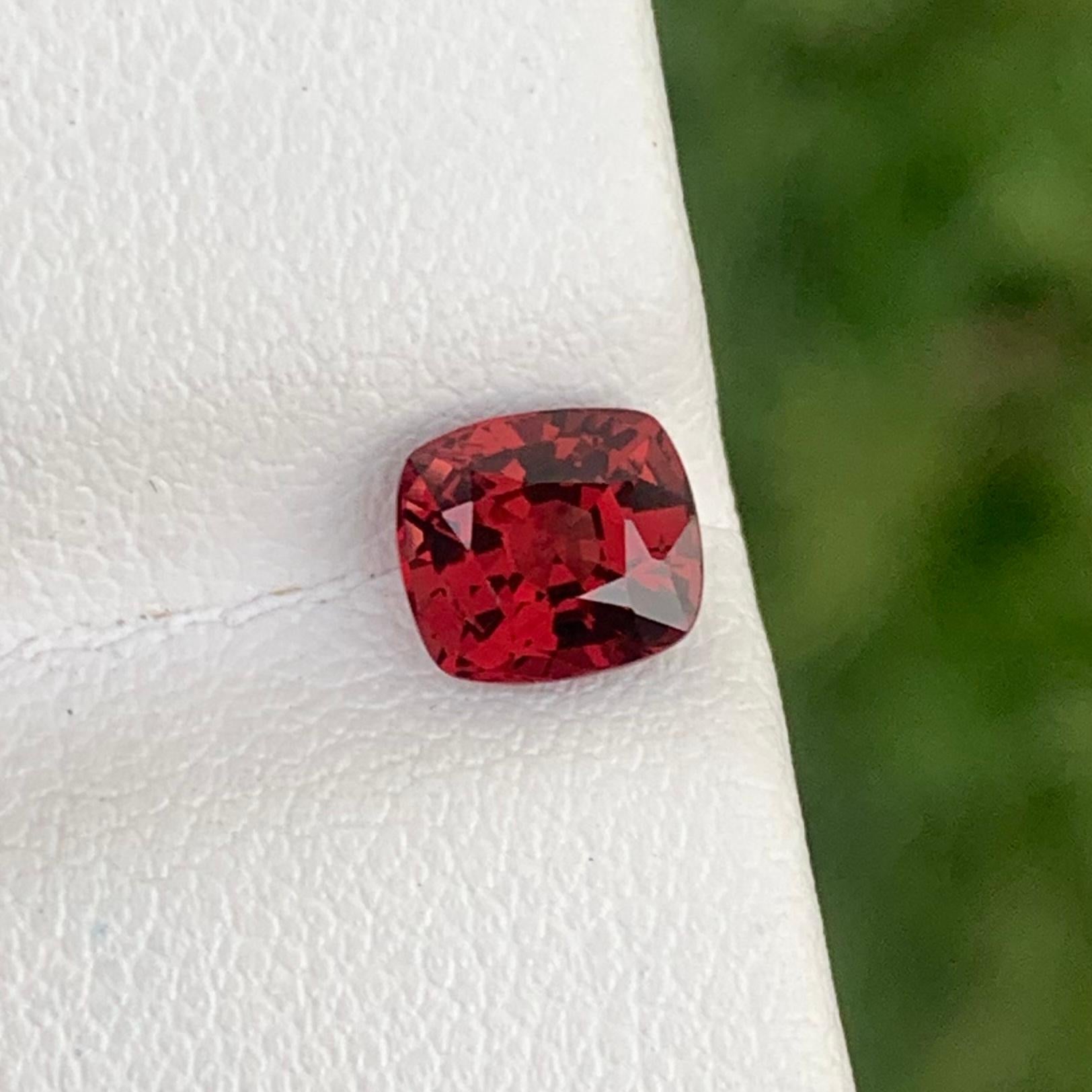 Stunning 1.25 Carat Natural Loose Burmese Red Spinel Cushion Shape Gemstone For Sale 1