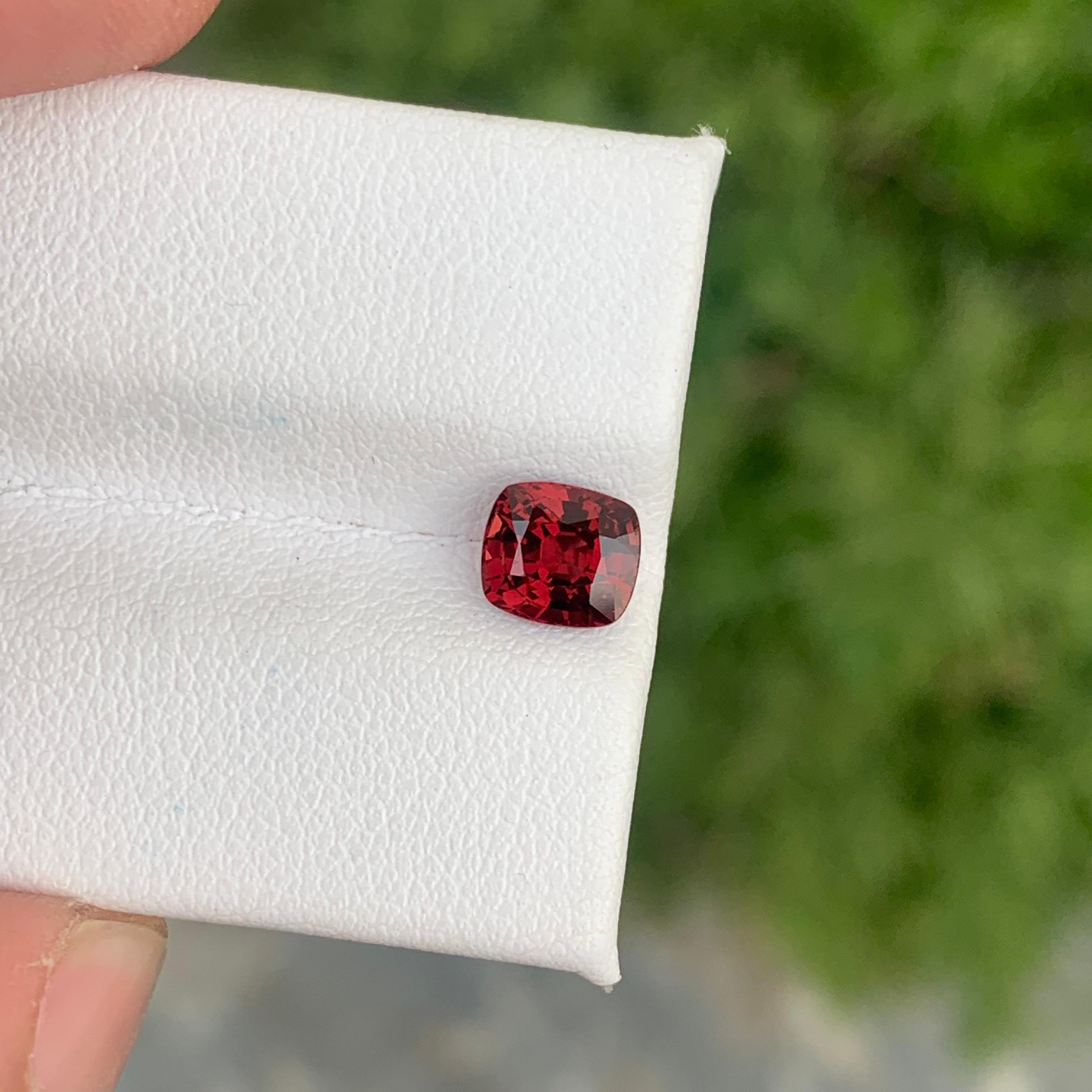 Stunning 1.25 Carat Natural Loose Burmese Red Spinel Cushion Shape Gemstone For Sale 2