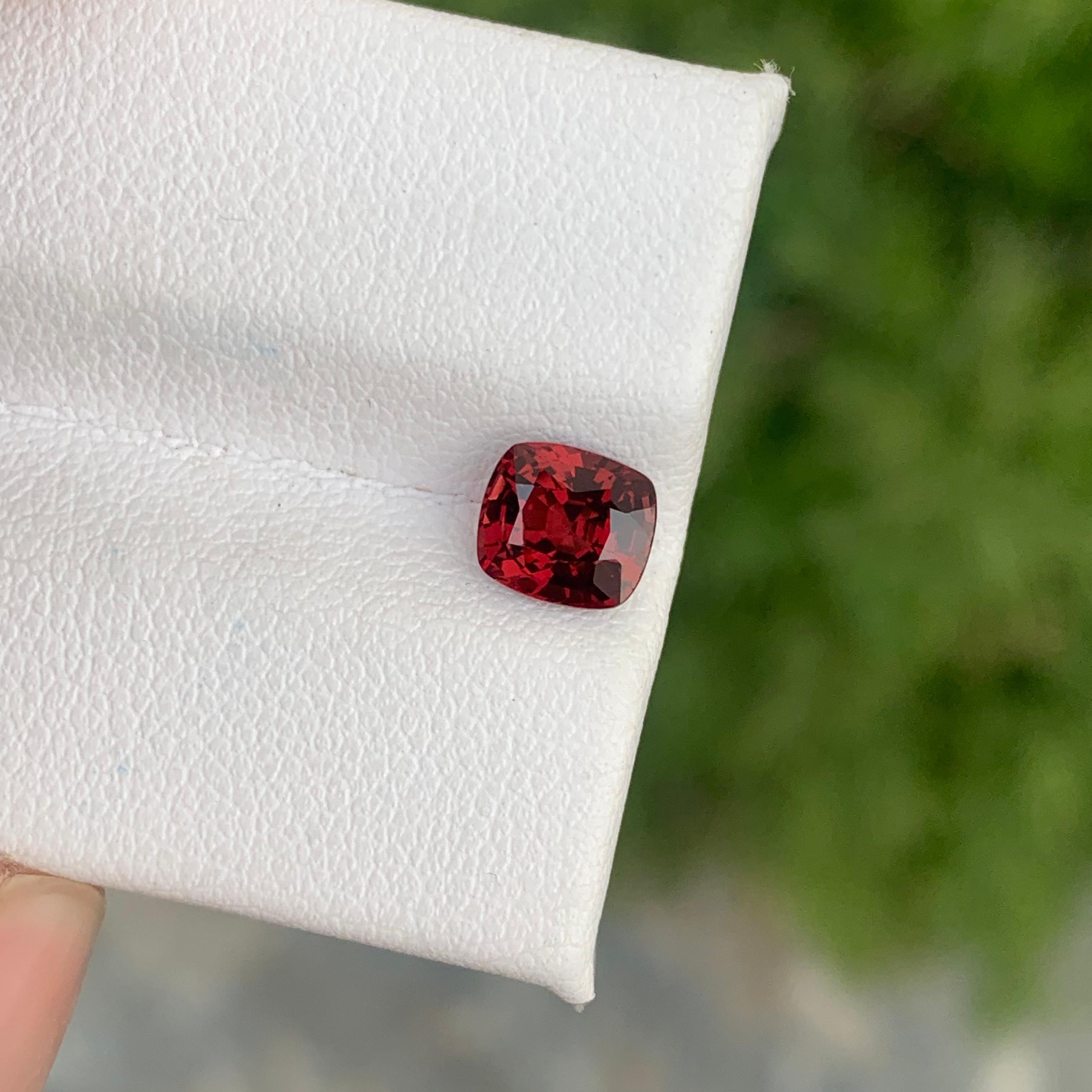 Stunning 1.25 Carat Natural Loose Burmese Red Spinel Cushion Shape Gemstone For Sale 4