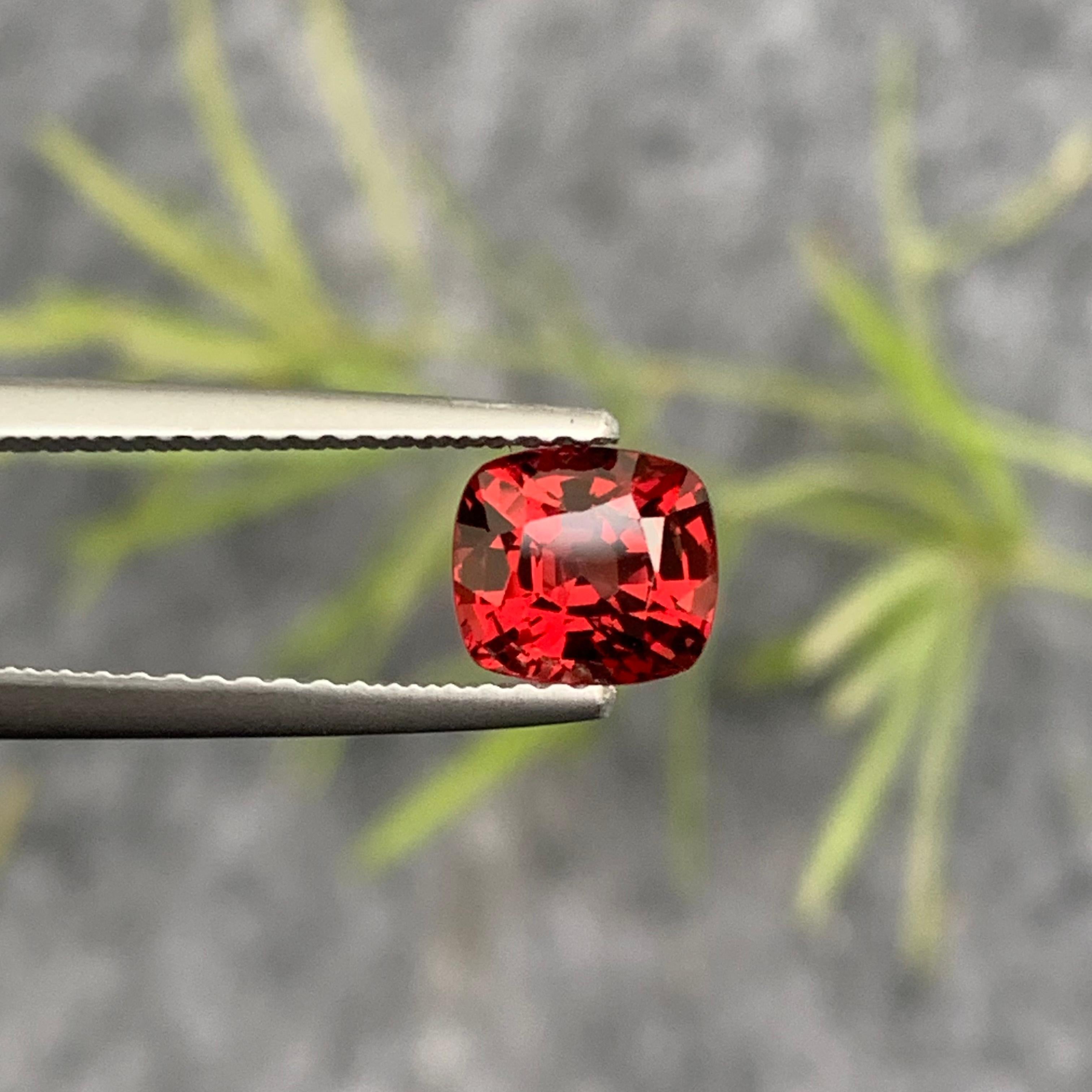 Stunning 1.25 Carat Natural Loose Burmese Red Spinel Cushion Shape Gemstone For Sale 6