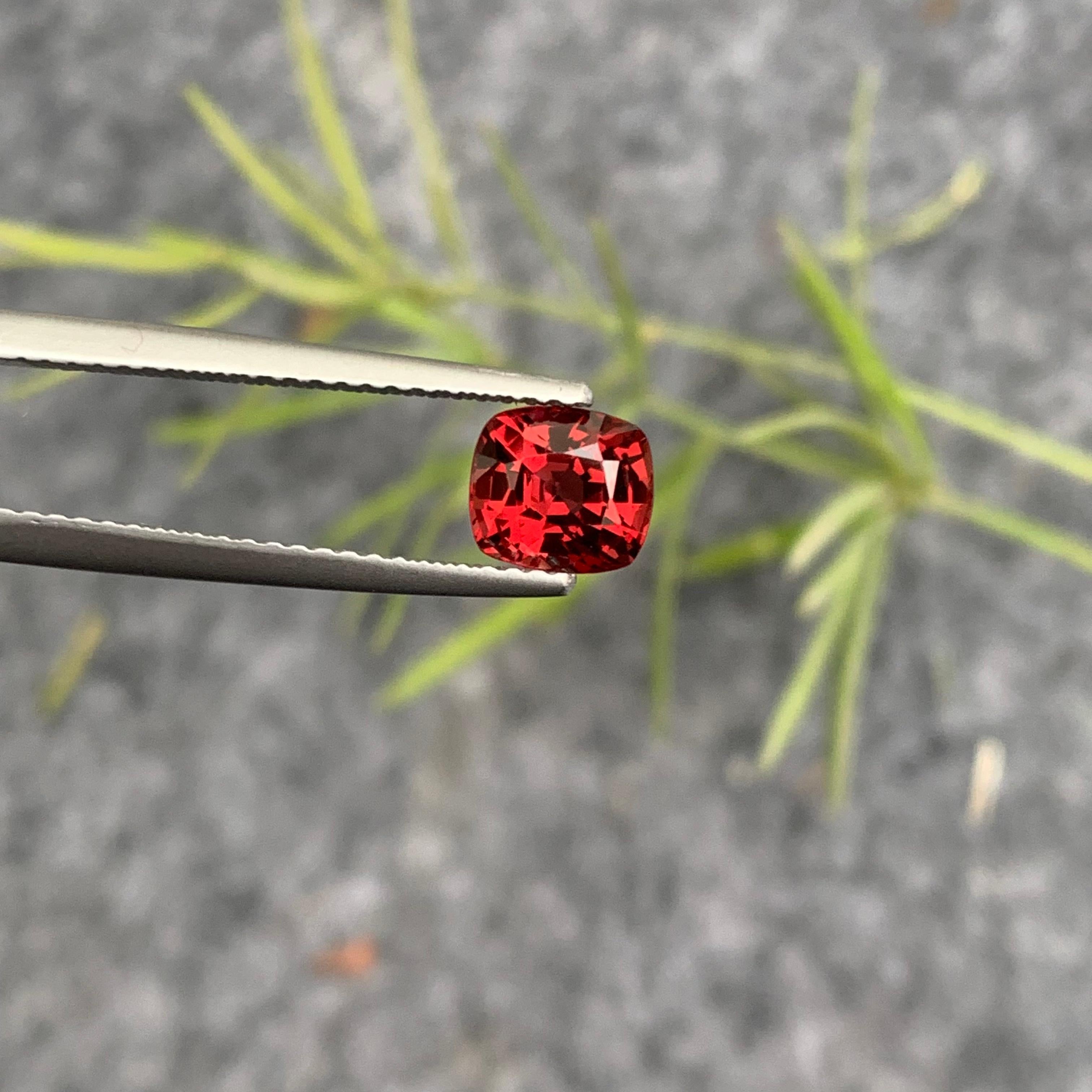 Stunning 1.25 Carat Natural Loose Burmese Red Spinel Cushion Shape Gemstone For Sale 9