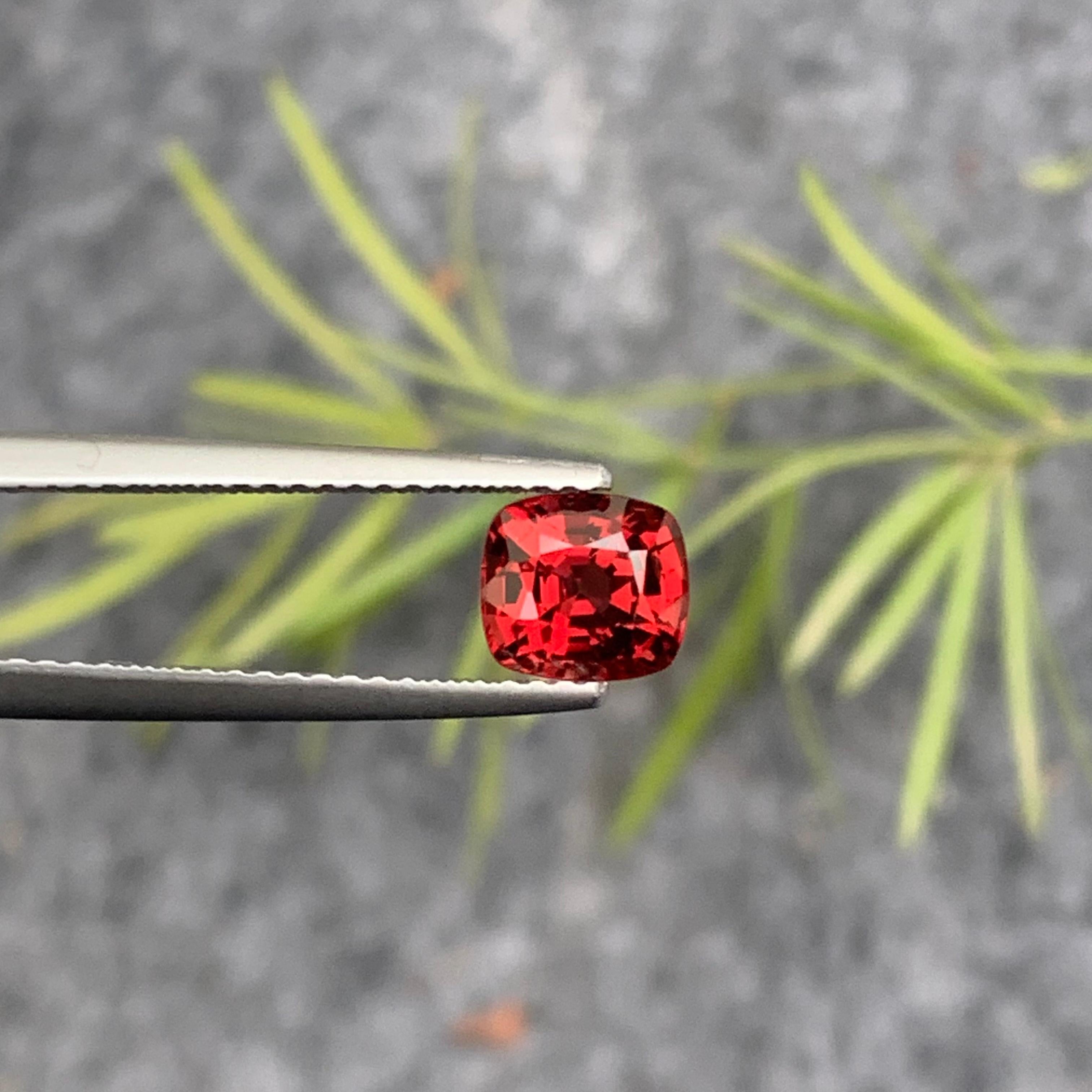Stunning 1.25 Carat Natural Loose Burmese Red Spinel Cushion Shape Gemstone For Sale 10