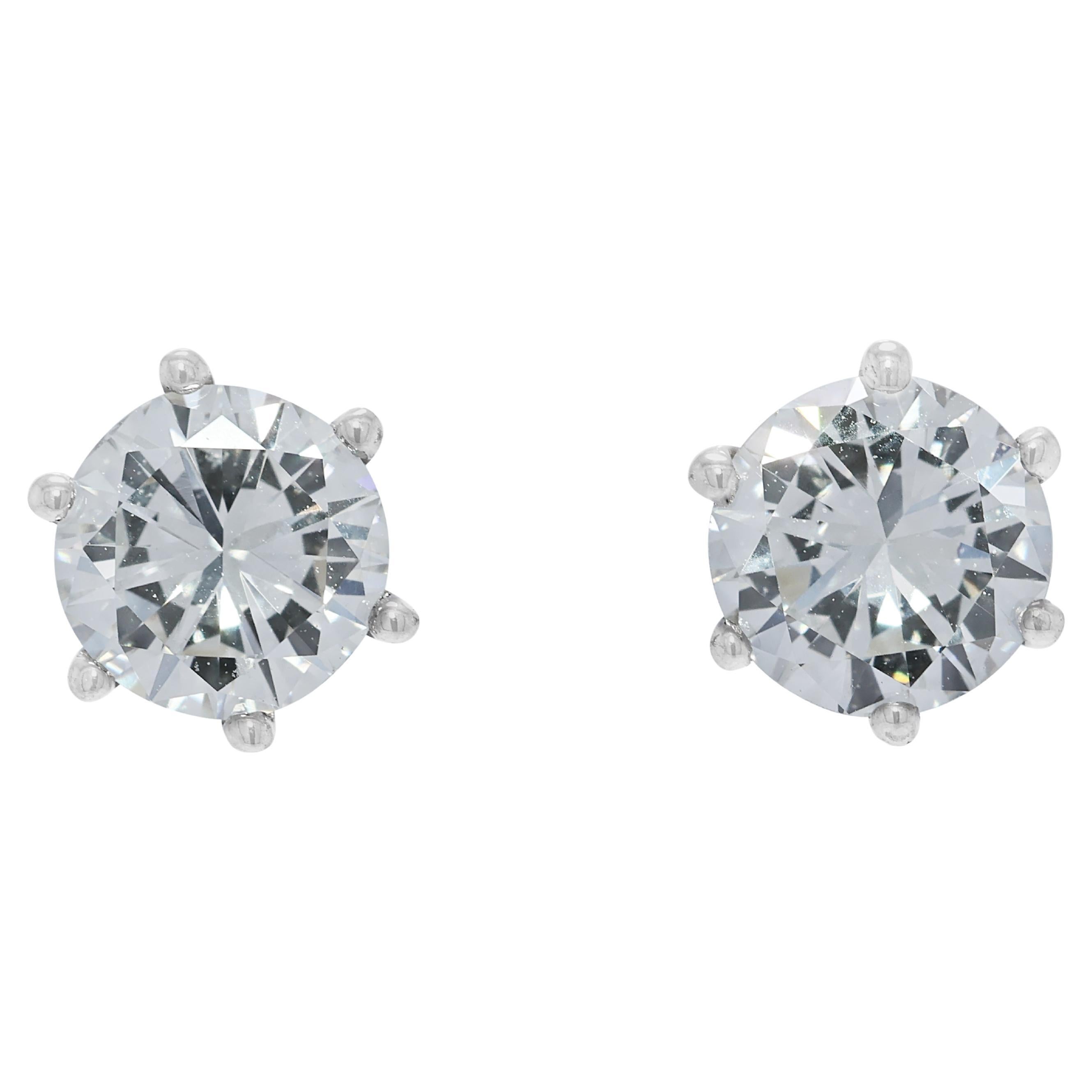 Stunning 1.25ct Natural Diamond Stud Earrings in 18K White Gold