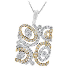 Superbe collier avec pendentif en or blanc 18 carats et diamants naturels de 1,2 carat