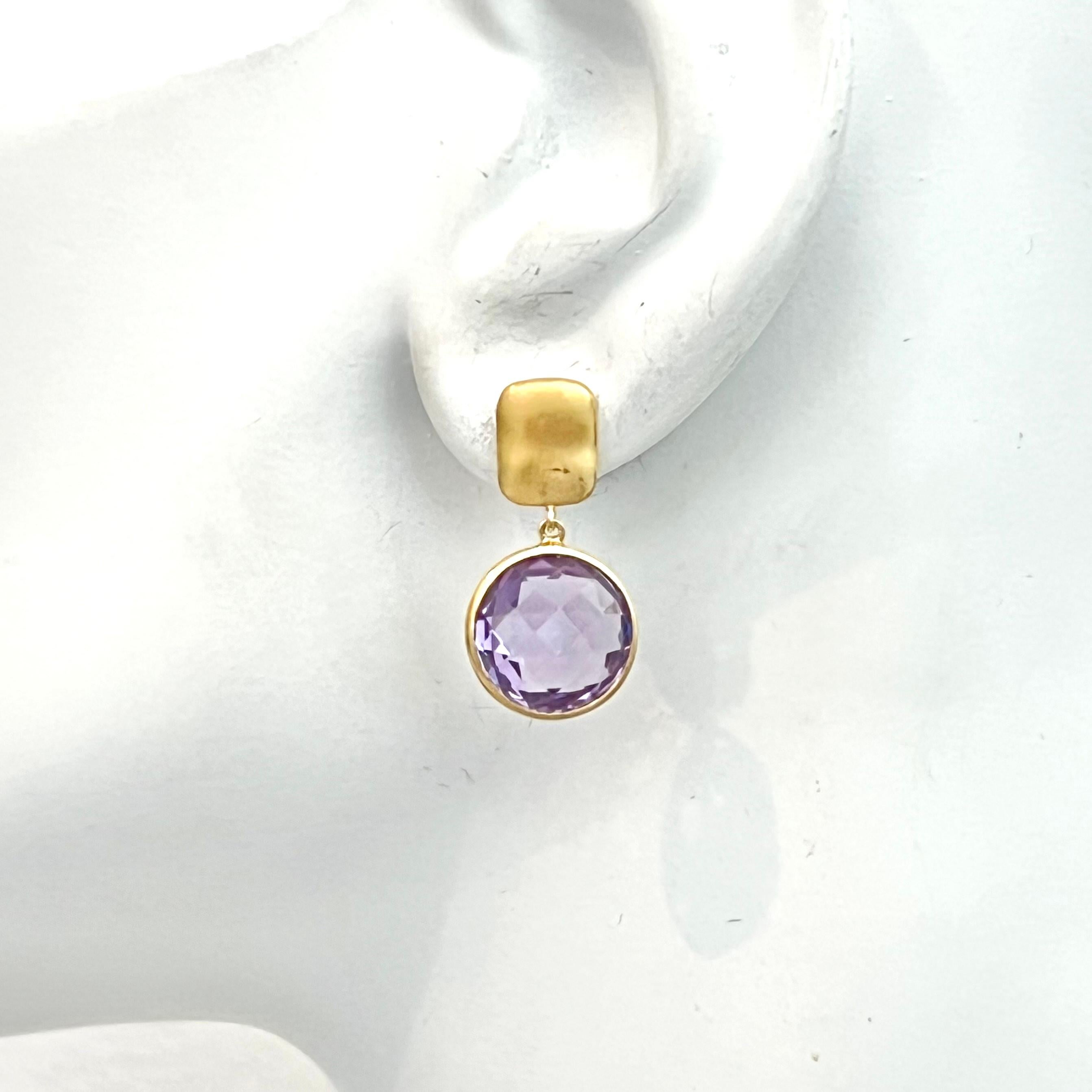 Atemberaubende 12 Karat runde Amethyst-Tropfen-Ohrringe mit rundem Briolette-Schliff im Zustand „Neu“ in Los Angeles, CA