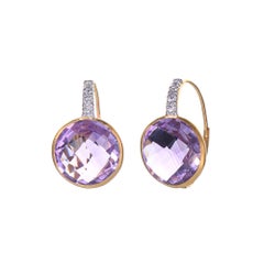 Superbes boucles d'oreilles à crochet en améthyste 12ct, taille Briolette ronde