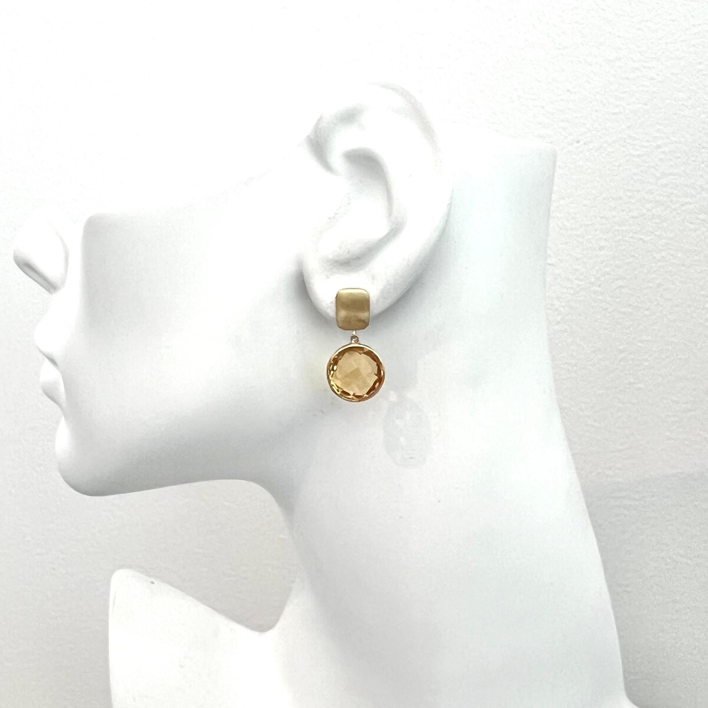 Impresionantes Pendientes de Gota de Citrino Redondo de 12ct Corte Briolette Corte redondo en venta