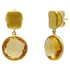 Boucles d'oreilles pendantes en Citrine 12ct, taille Briolette Ronde