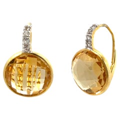Boucles d'oreilles à crochets en Citrine 12ct, taille Briolette Ronde
